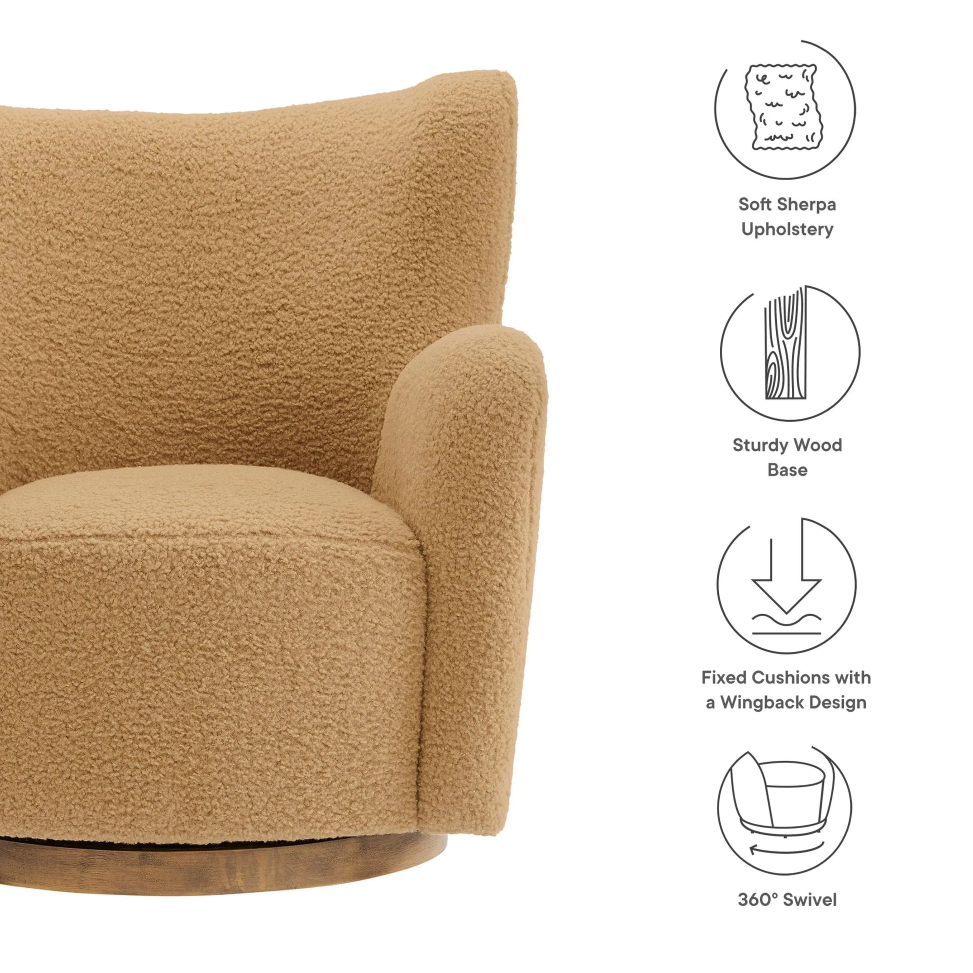 Montrose Wingback Sherpa Swivel Accent Chair by Modway EEI-7105 FredCo