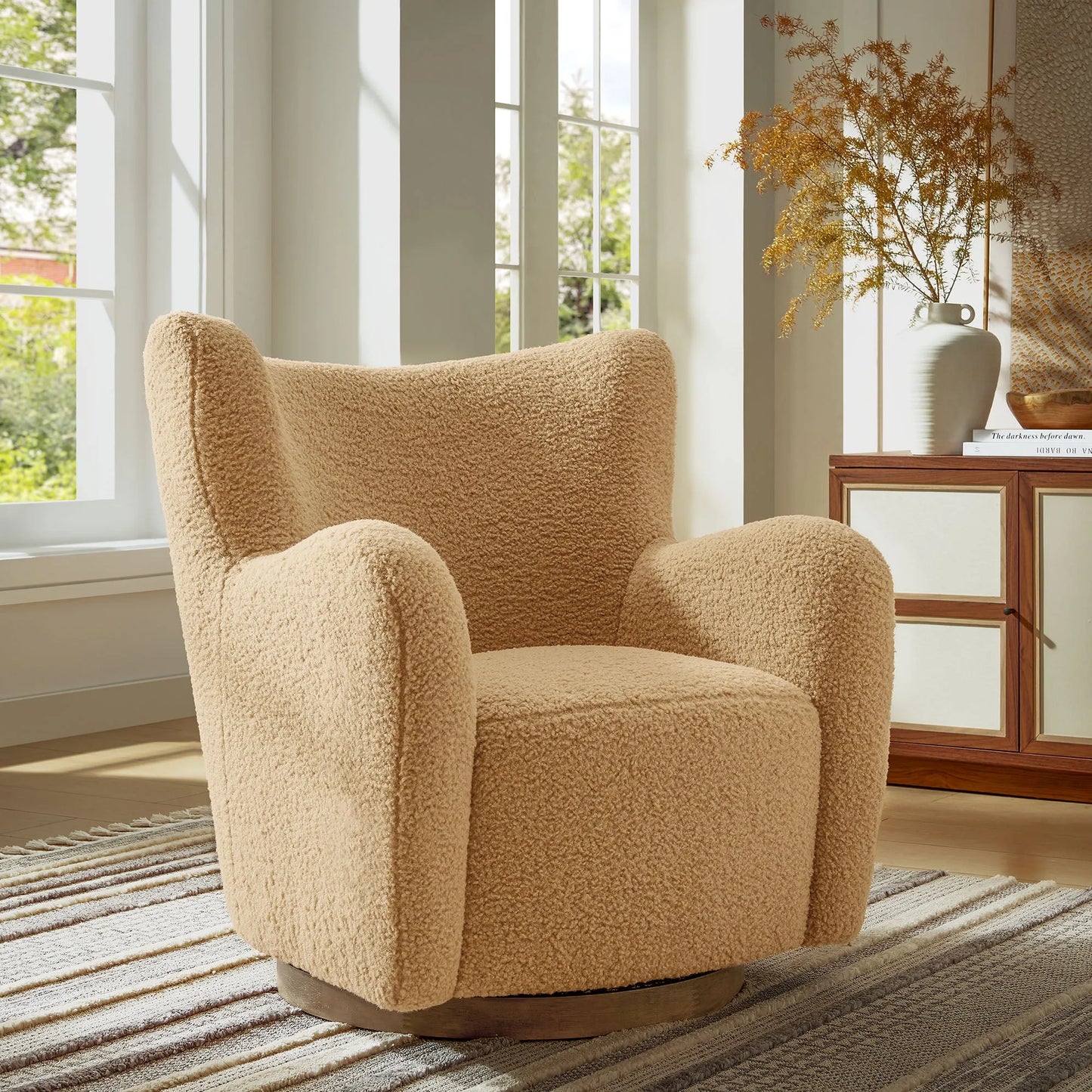Montrose Wingback Sherpa Swivel Accent Chair by Modway EEI-7105 FredCo