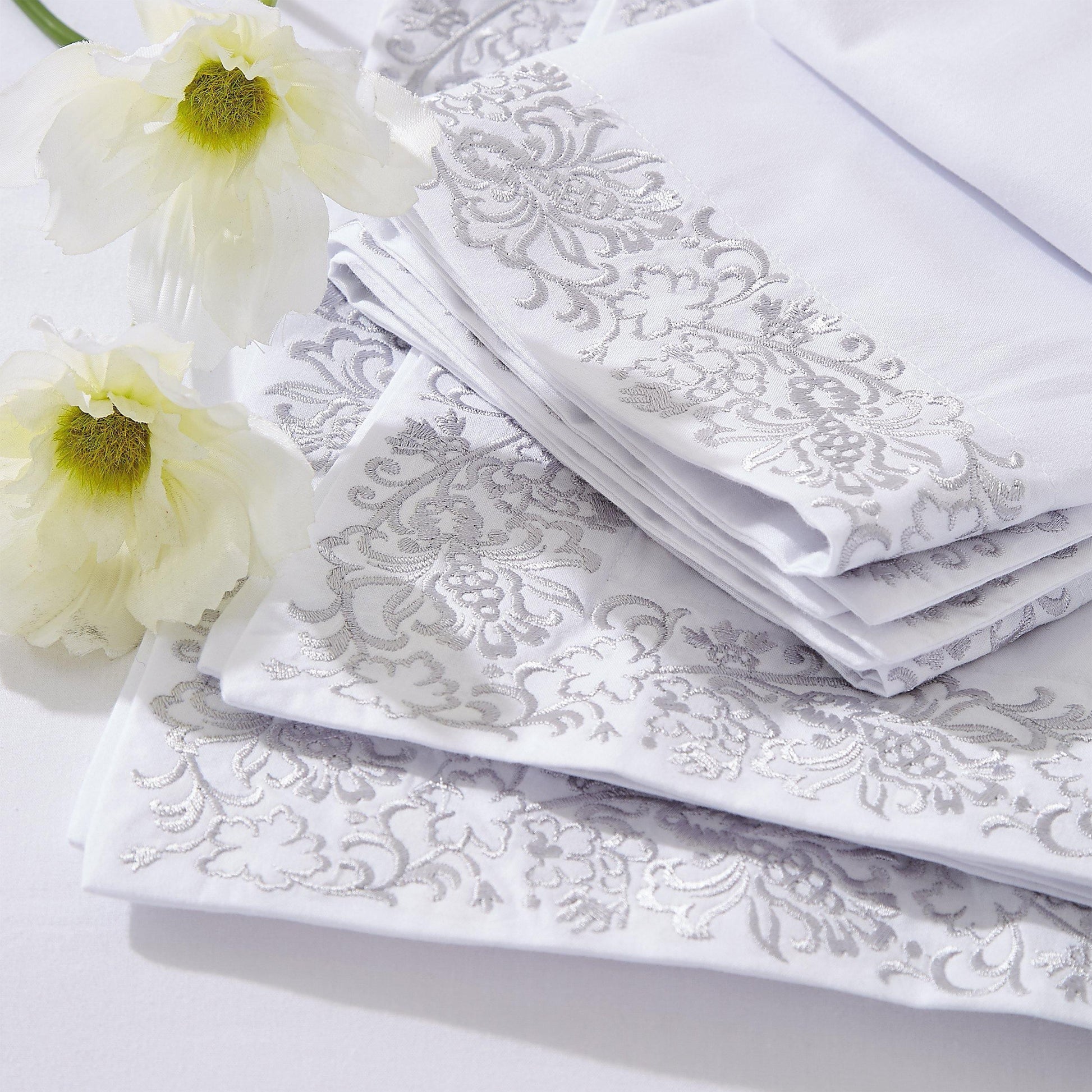 Moonlawn Embroidered Duvet Cover Set, Long-Staple Cotton, 3 Sizes FredCo