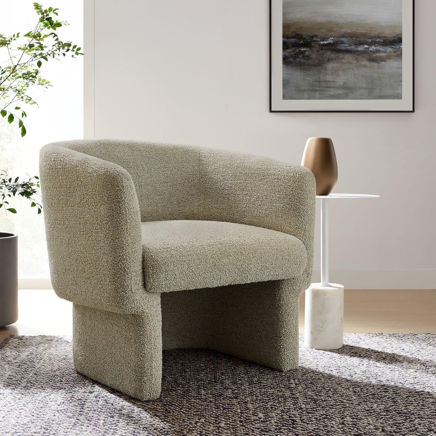 Muse Boucle Fabric Barrel Accent Chair by Modway FredCo