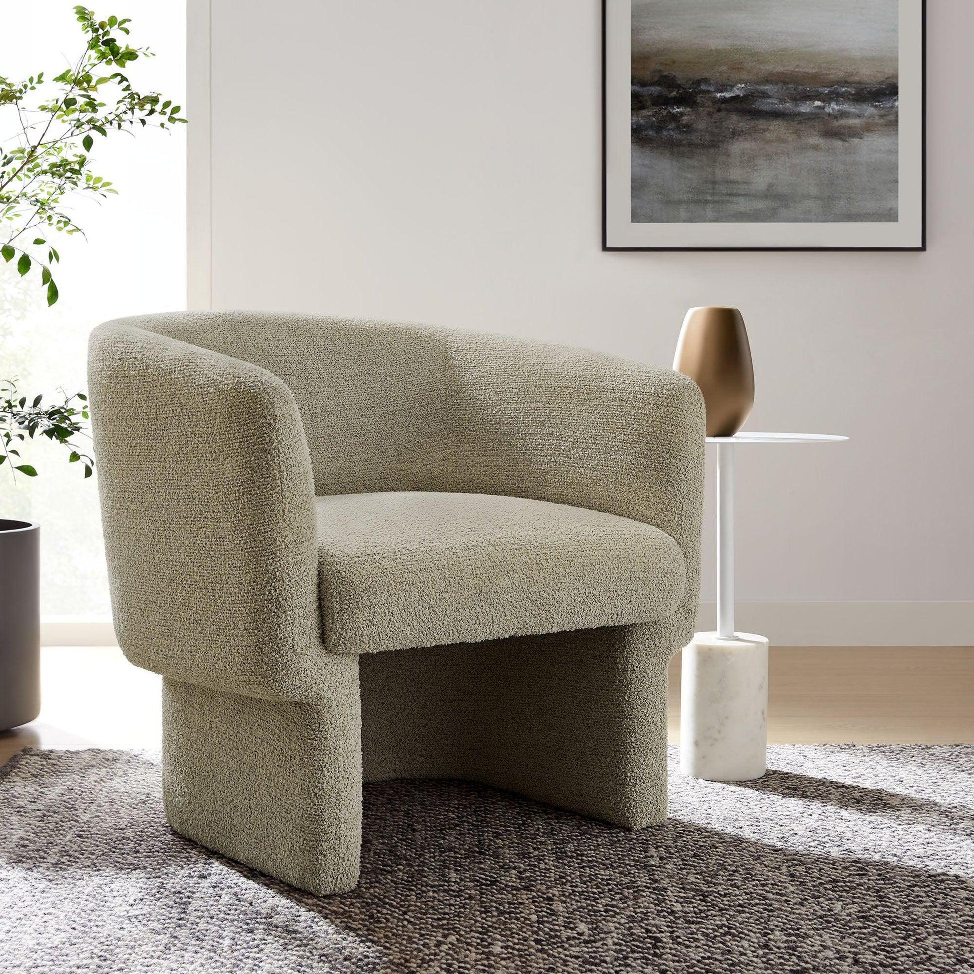 Muse Boucle Fabric Barrel Accent Chair by Modway FredCo