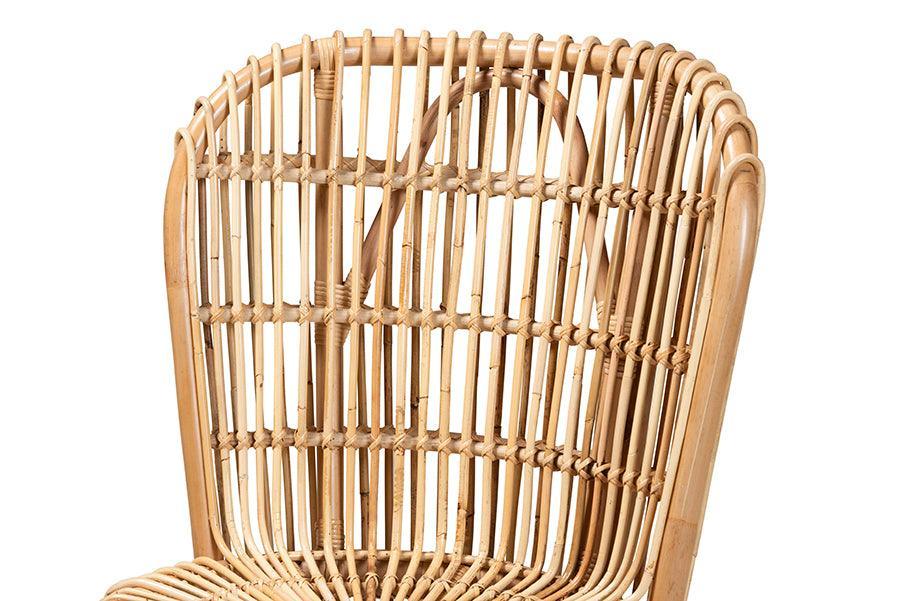 Nagoya Modern Bohemian Natural Rattan Tall Lounge Chair FredCo