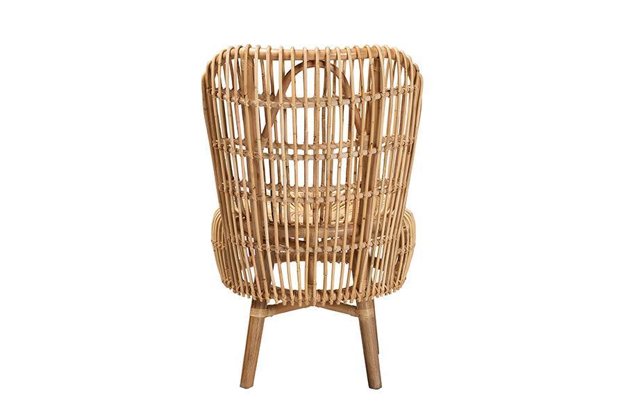 Nagoya Modern Bohemian Natural Rattan Tall Lounge Chair FredCo