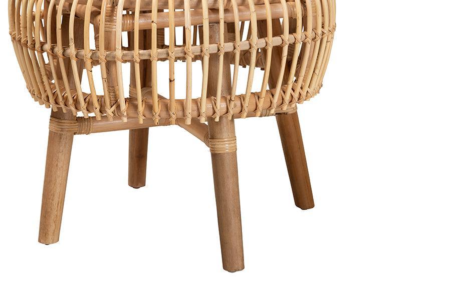 Nagoya Modern Bohemian Natural Rattan Tall Lounge Chair FredCo