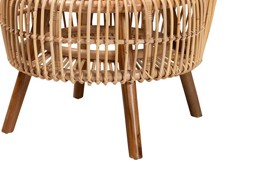 Nagoya Modern Bohemian Natural Rattan Wide Seat Lounge Chair FredCo