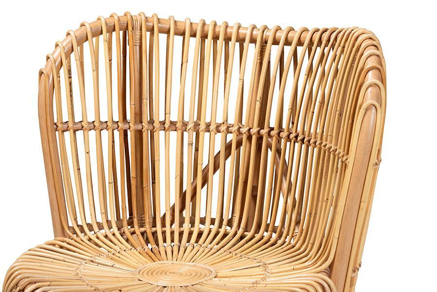 Nagoya Modern Bohemian Natural Rattan Wide Seat Lounge Chair FredCo