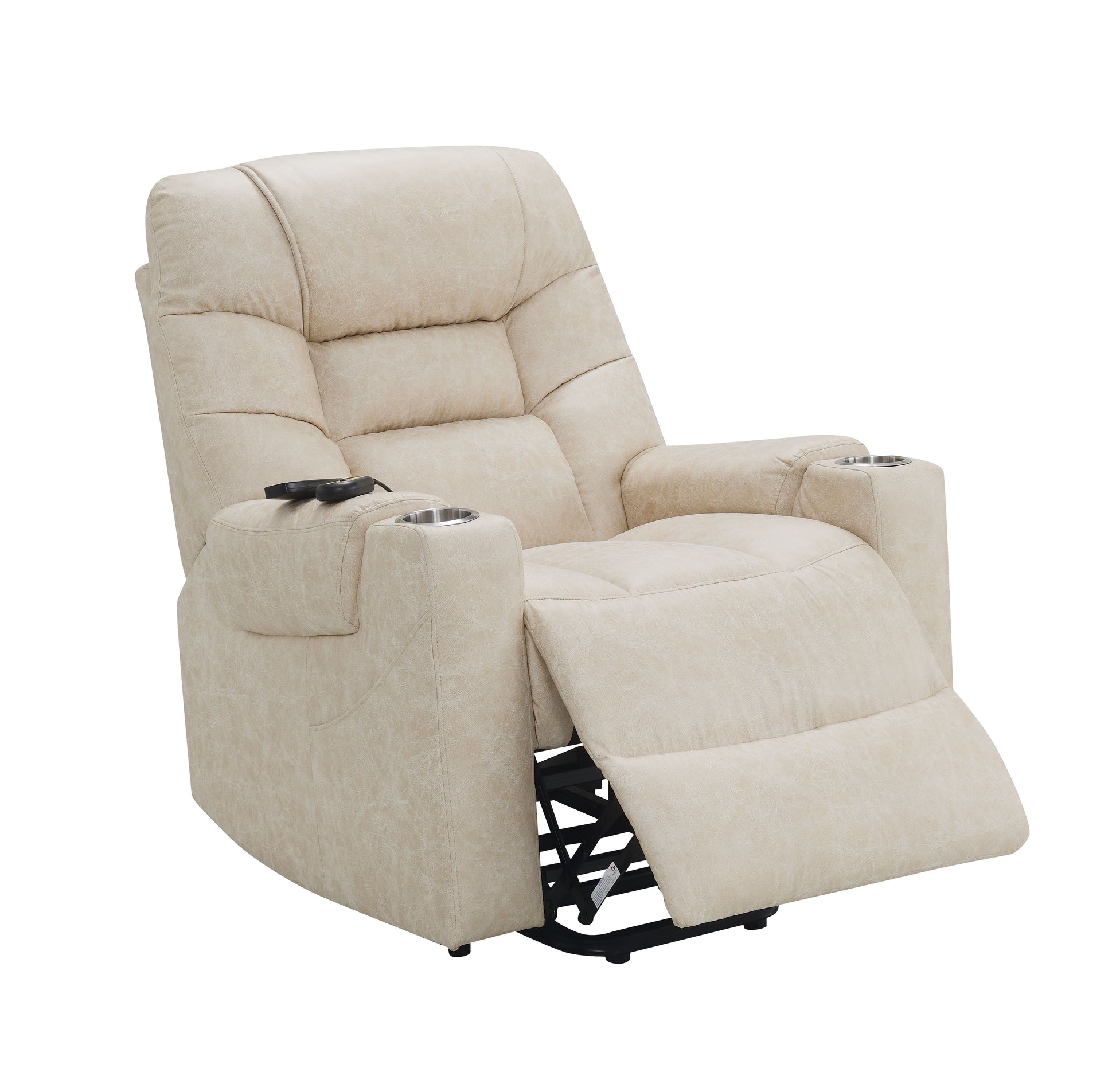 Nairi Ivory Leather Aire Power Motion Recliner with Lift, Heating & Massage Function FredCo