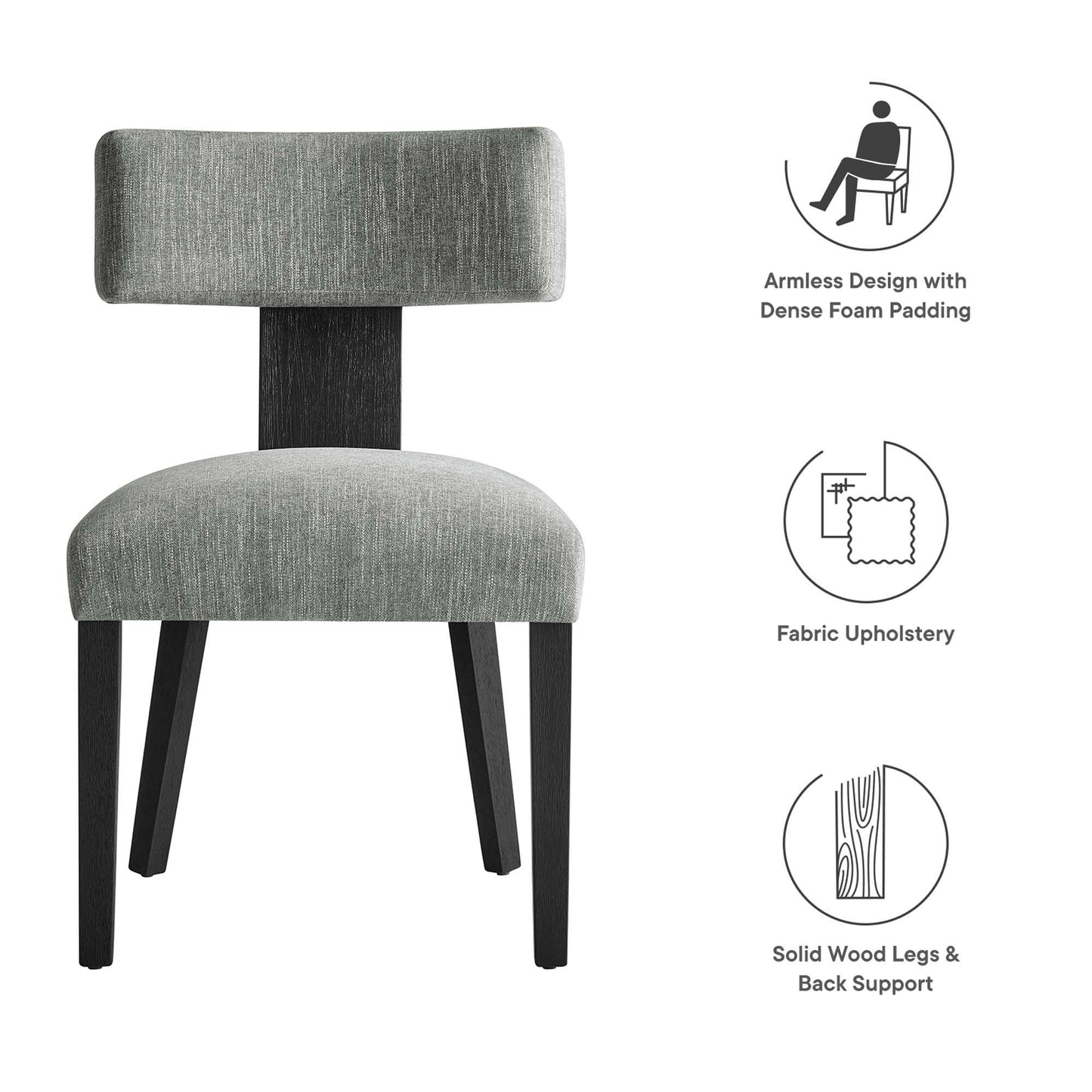 Nalani Fabric Upholstered Dining Chairs Set of 2 by Modway FredCo
