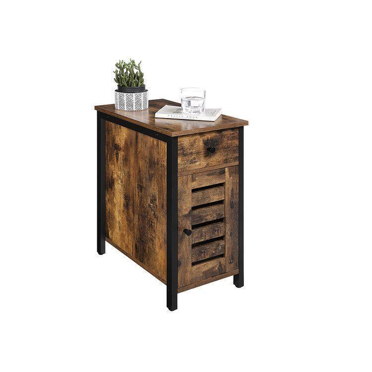 Narrow Side Table Rustic Brown FredCo