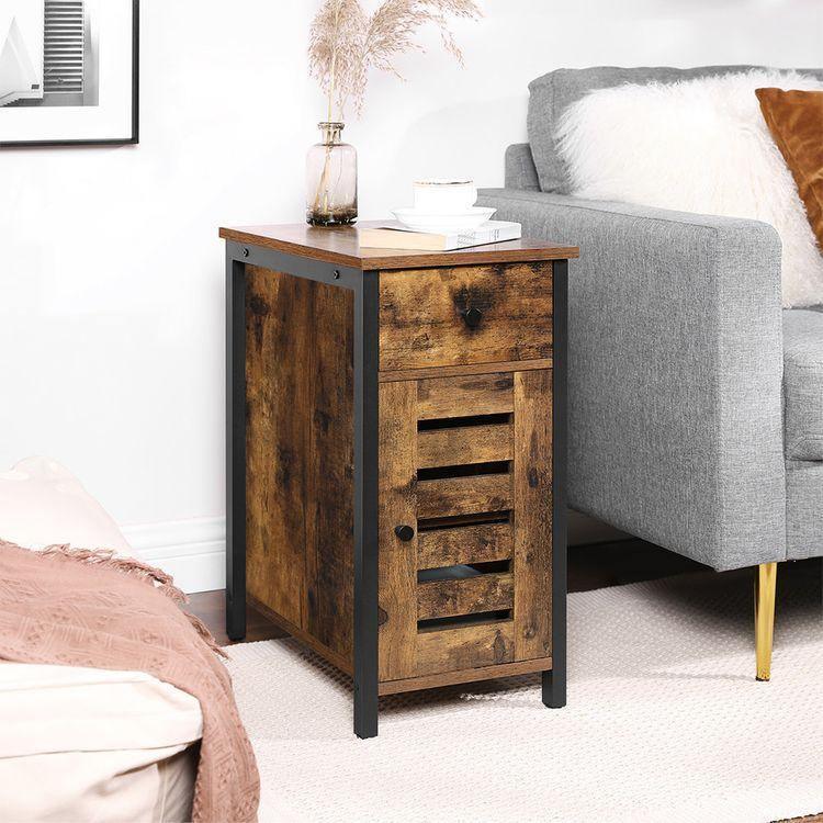 Narrow Side Table Rustic Brown FredCo