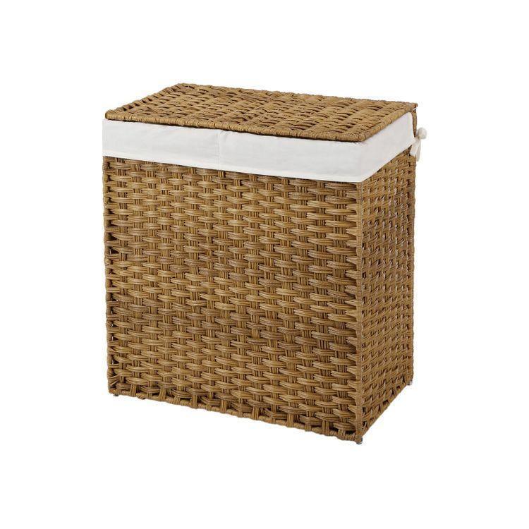 Natural Handwoven Double Laundry Hamper FredCo