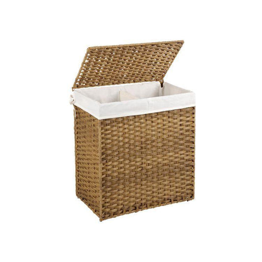 Natural Handwoven Double Laundry Hamper FredCo