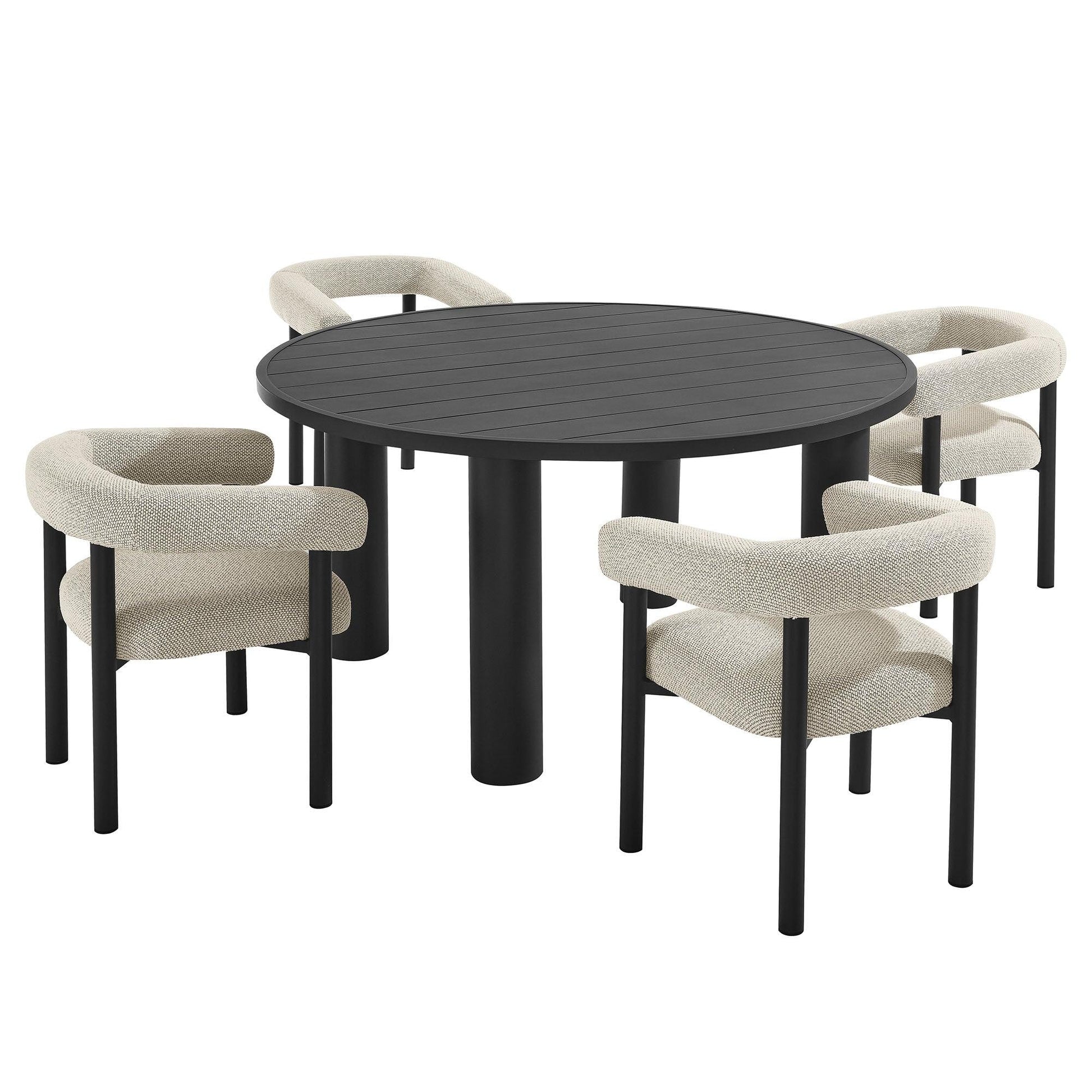 Nautica 5-Piece Round Outdoor Patio Aluminum Dining Table and Chairs Set by Modway FredCo