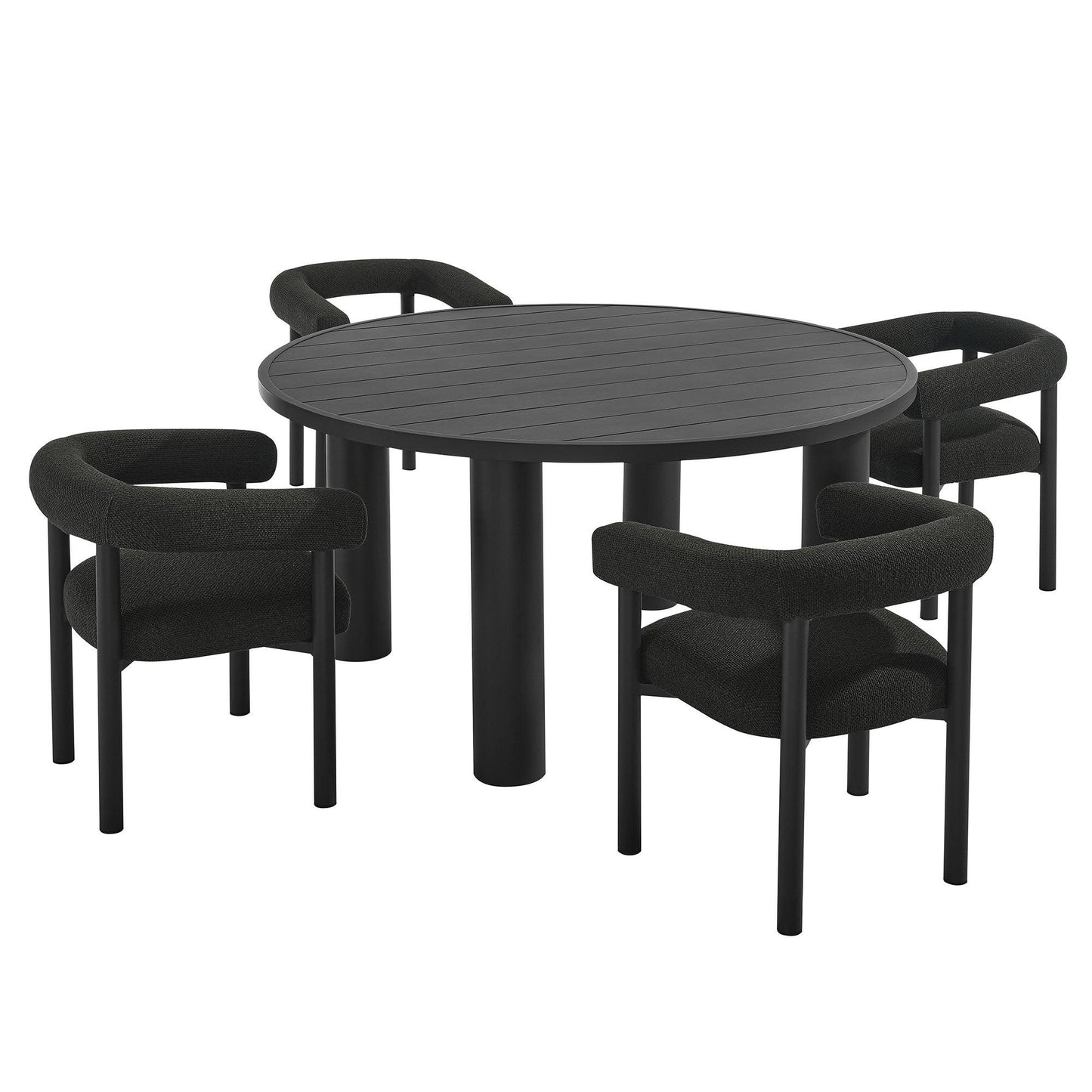 Nautica 5-Piece Round Outdoor Patio Aluminum Dining Table and Chairs Set by Modway FredCo