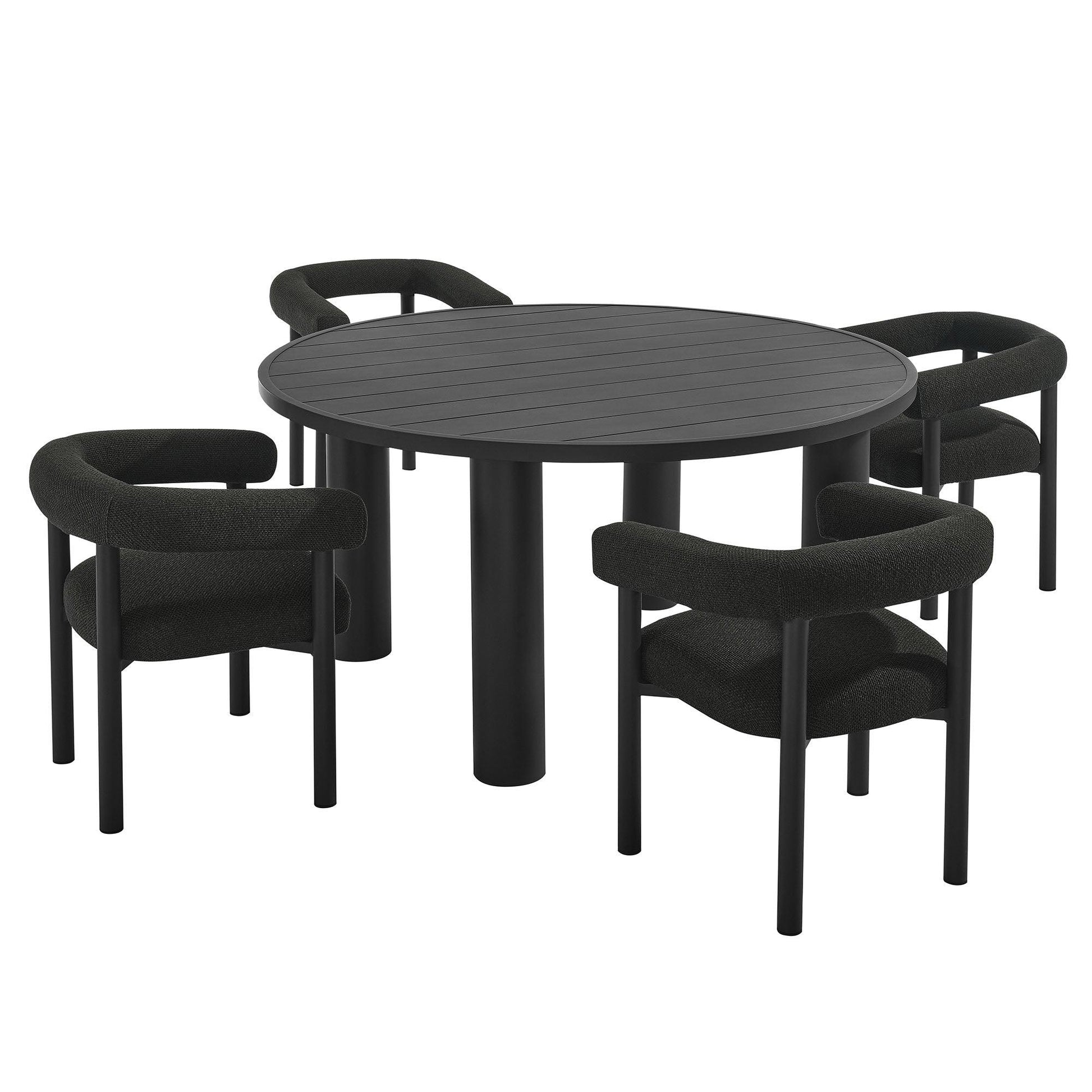 Nautica 5-Piece Round Outdoor Patio Aluminum Dining Table and Chairs Set by Modway FredCo