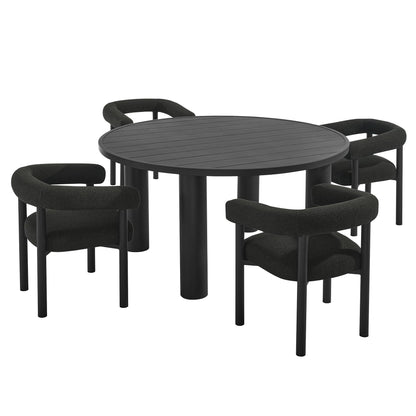 Nautica 5-Piece Round Outdoor Patio Aluminum Dining Table and Chairs Set by Modway FredCo