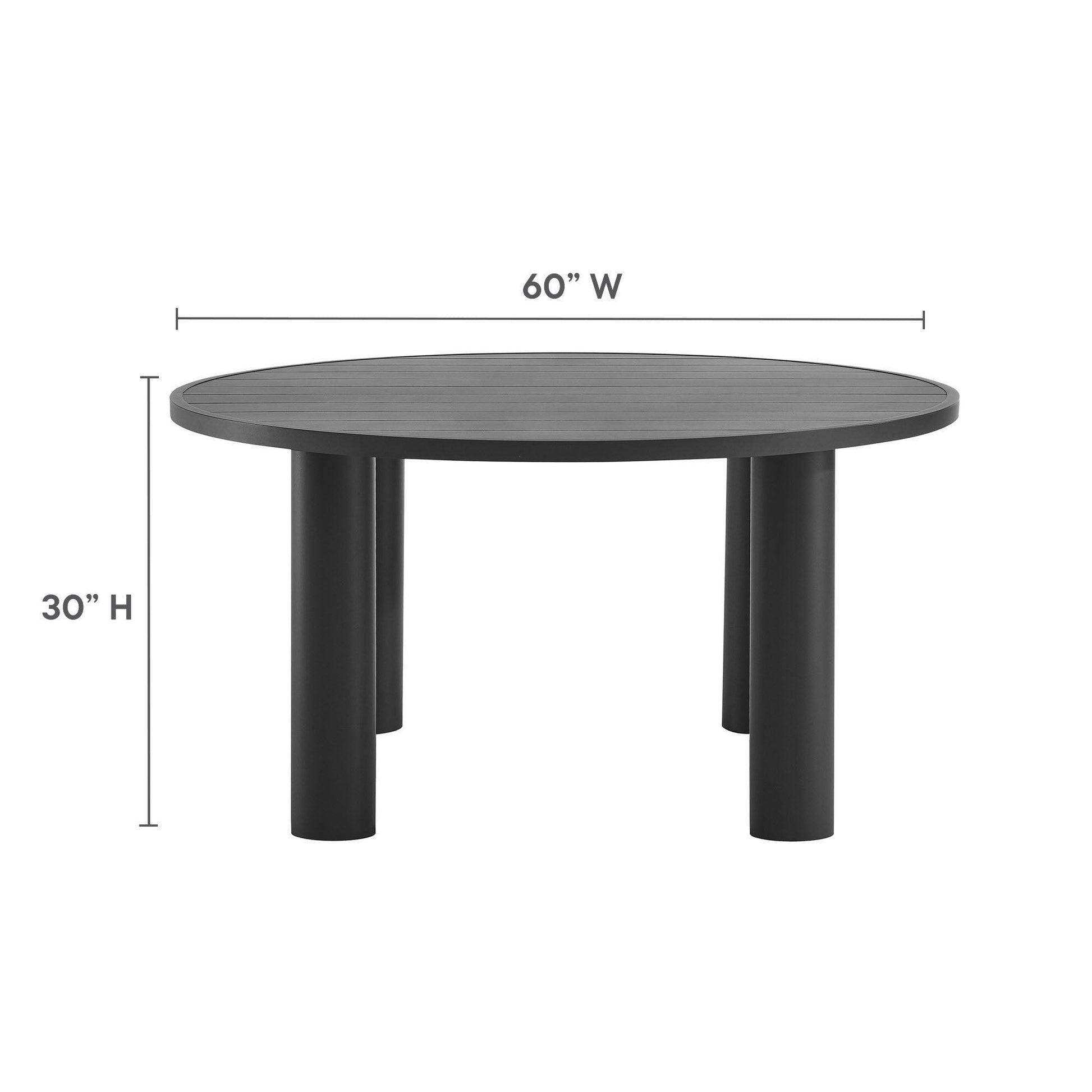 Nautica Outdoor Patio 60" Round Aluminum Dining Table by Modway FredCo