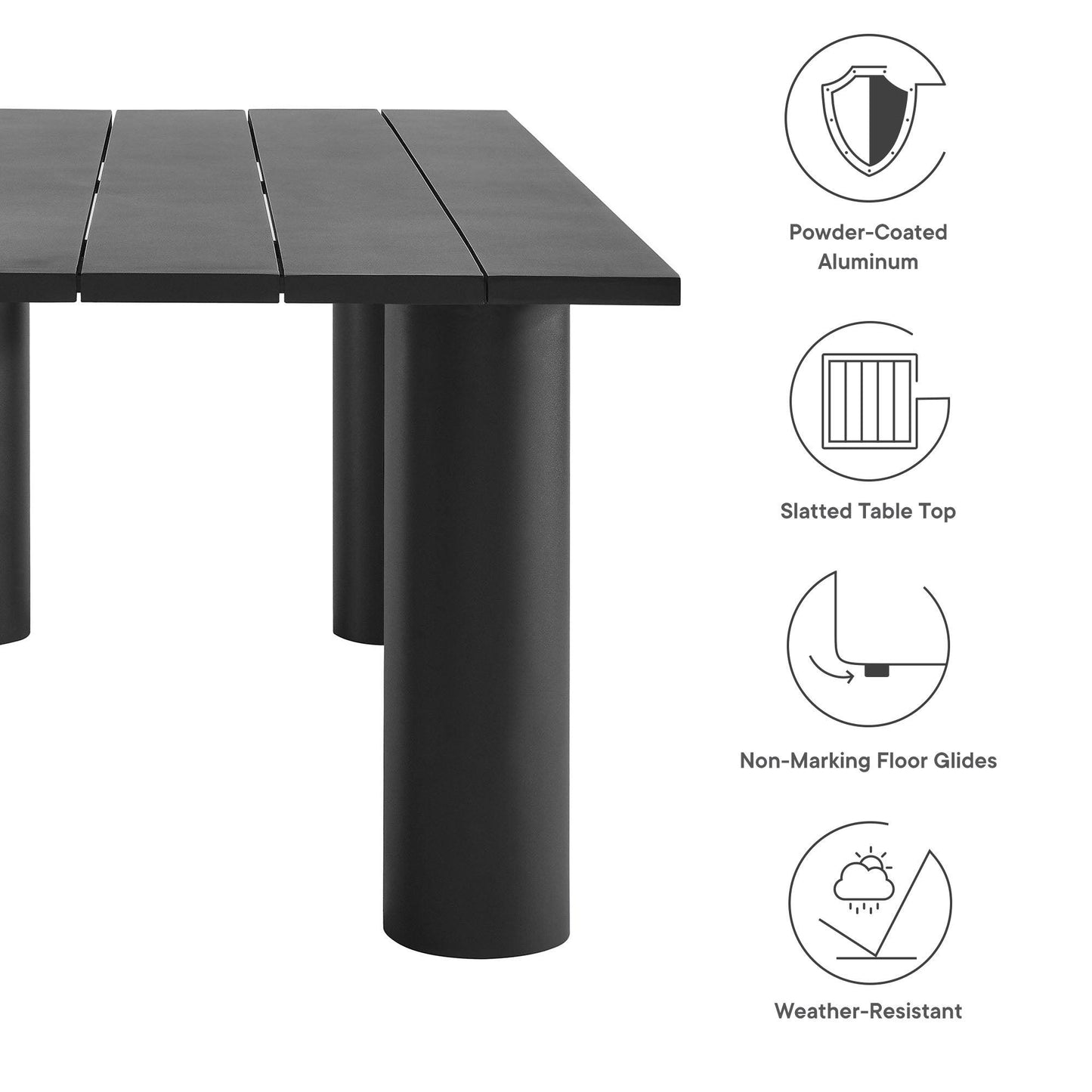 Nautica Outdoor Patio 87" Rectangular Aluminum Dining Table by Modway FredCo