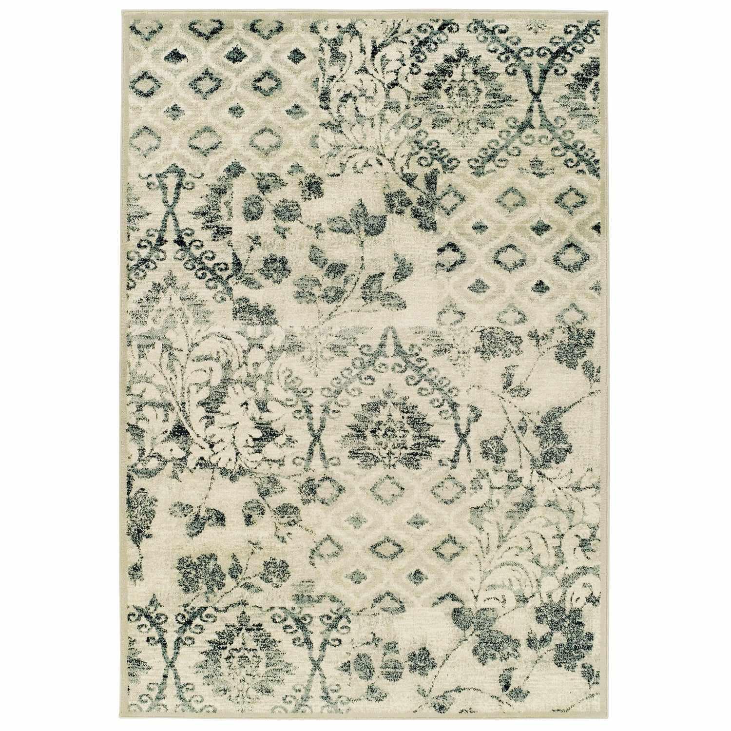 Navan Modern Floral Damask Trellis Rug FredCo