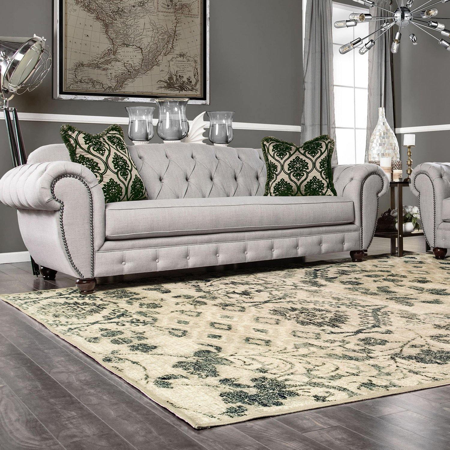 Navan Modern Floral Damask Trellis Rug FredCo