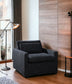 Naveen Dark Gray Fabric Swivel Chair with 1 Toss Pillow FredCo