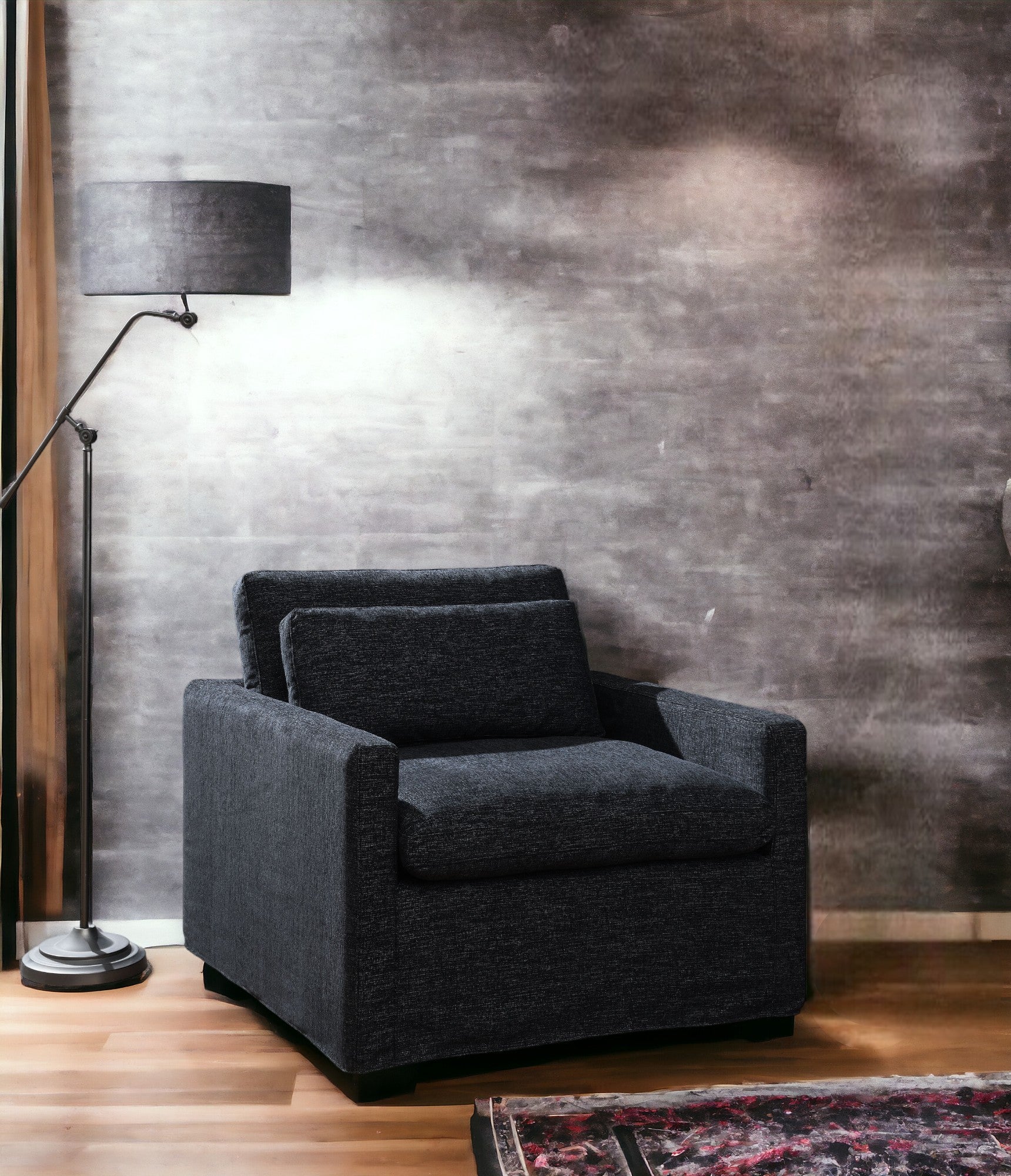 Naveen Dark Gray Fabric Swivel Chair with 1 Toss Pillow FredCo