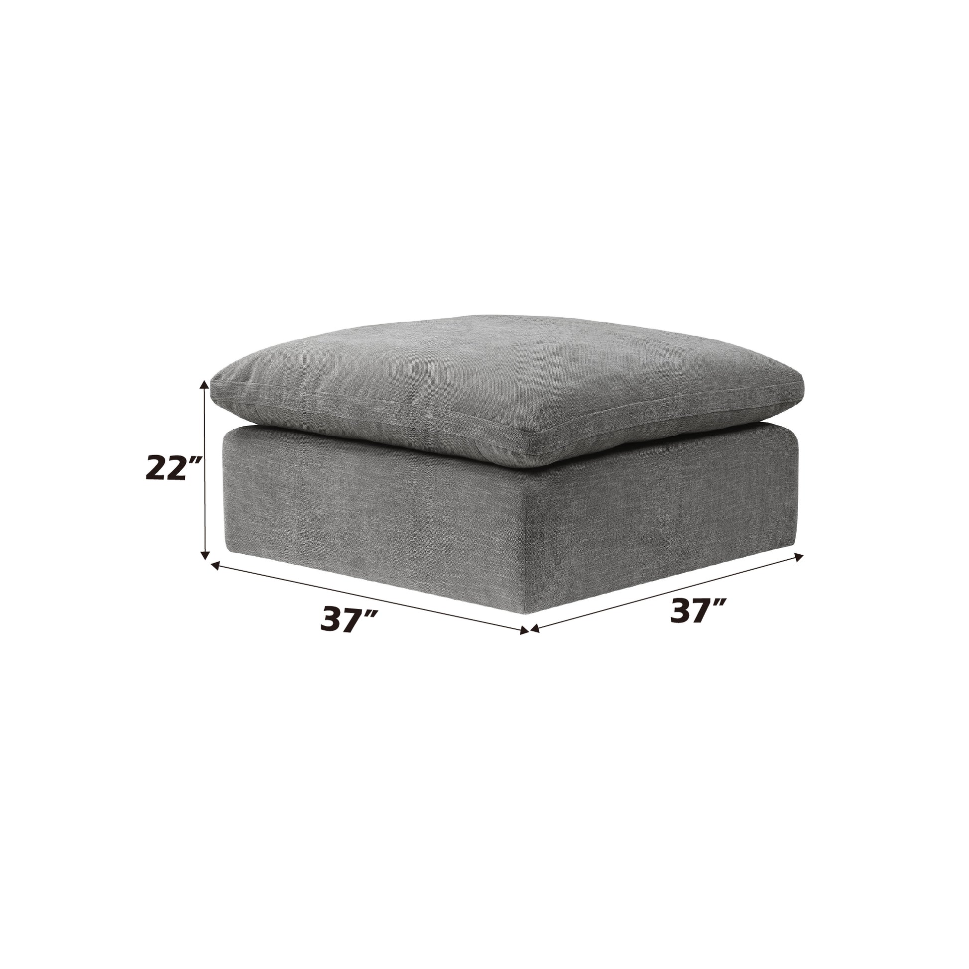 Naveen Gray Linen Modular 7 Piece Sectional Sofa with Ottoman FredCo