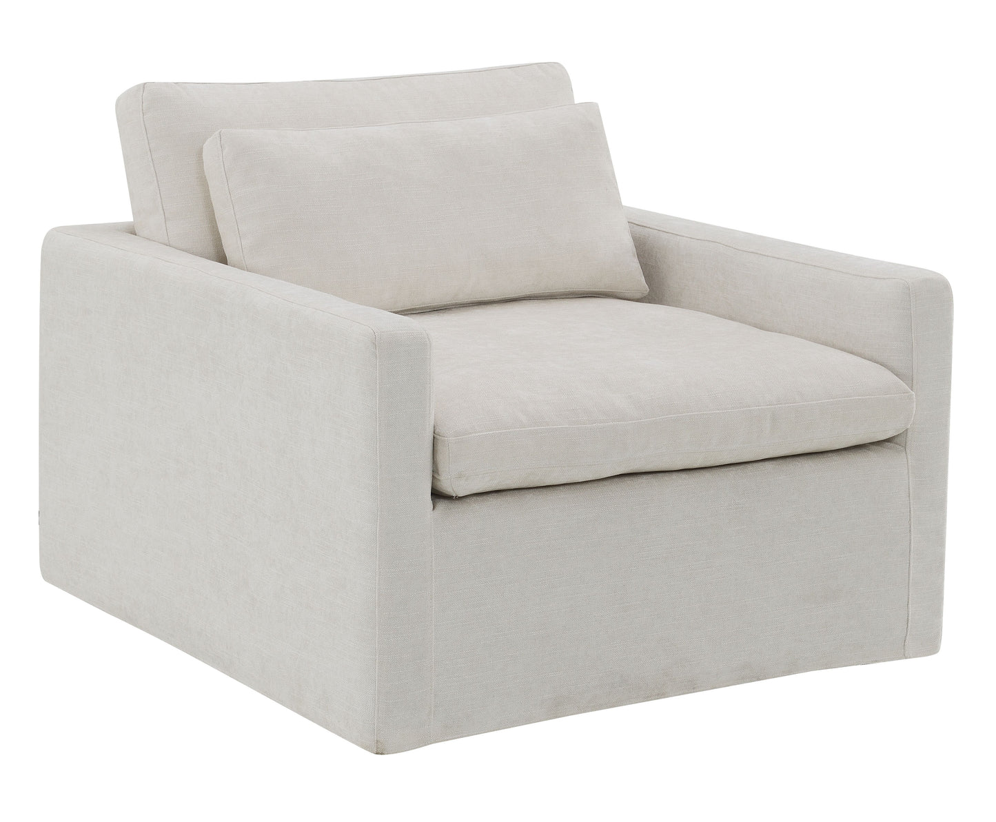 Naveen Ivory Fabric Swivel Chair with 1 Toss Pillow FredCo