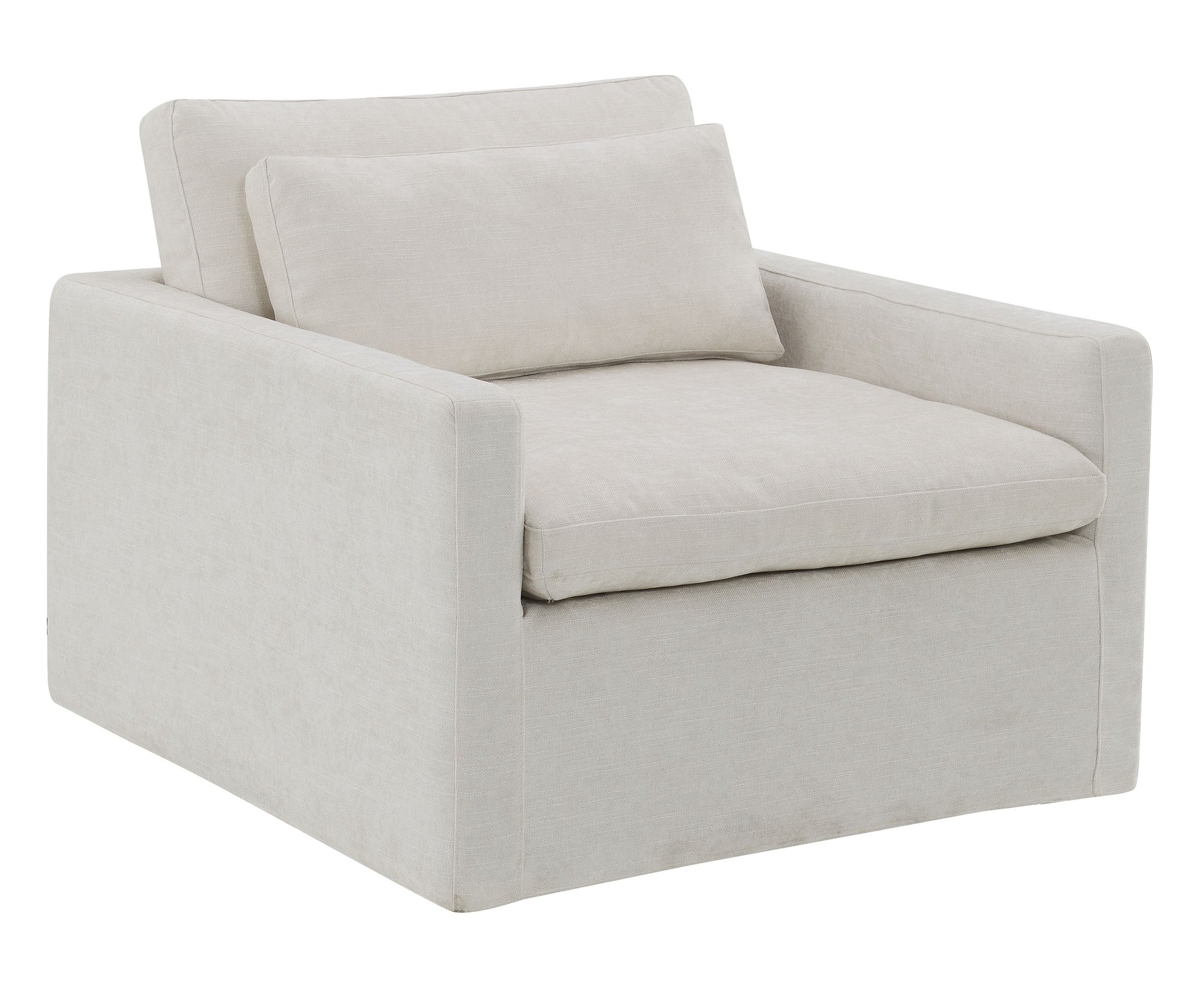 Naveen Ivory Fabric Swivel Chair with 1 Toss Pillow FredCo