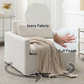 Naveen Ivory Fabric Swivel Chair with 1 Toss Pillow FredCo