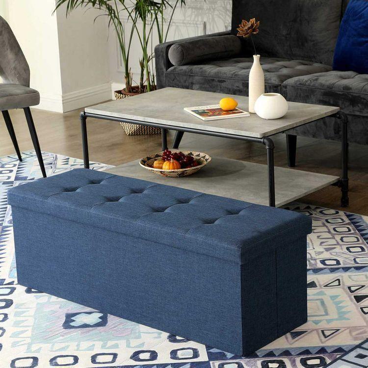 Navy Blue Ottoman Bench FredCo