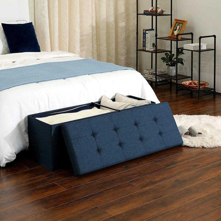Navy Blue Ottoman Bench FredCo