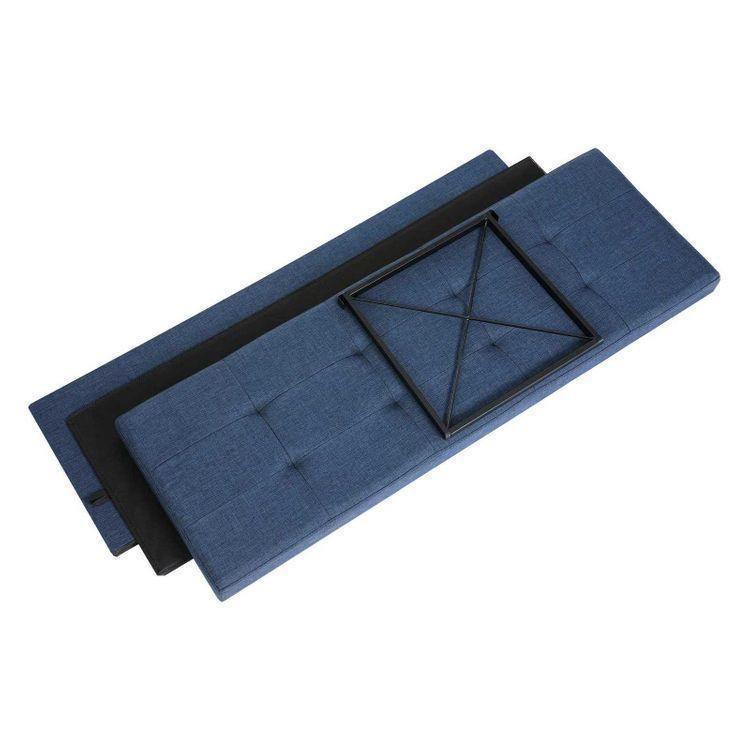 Navy Blue Ottoman Bench FredCo