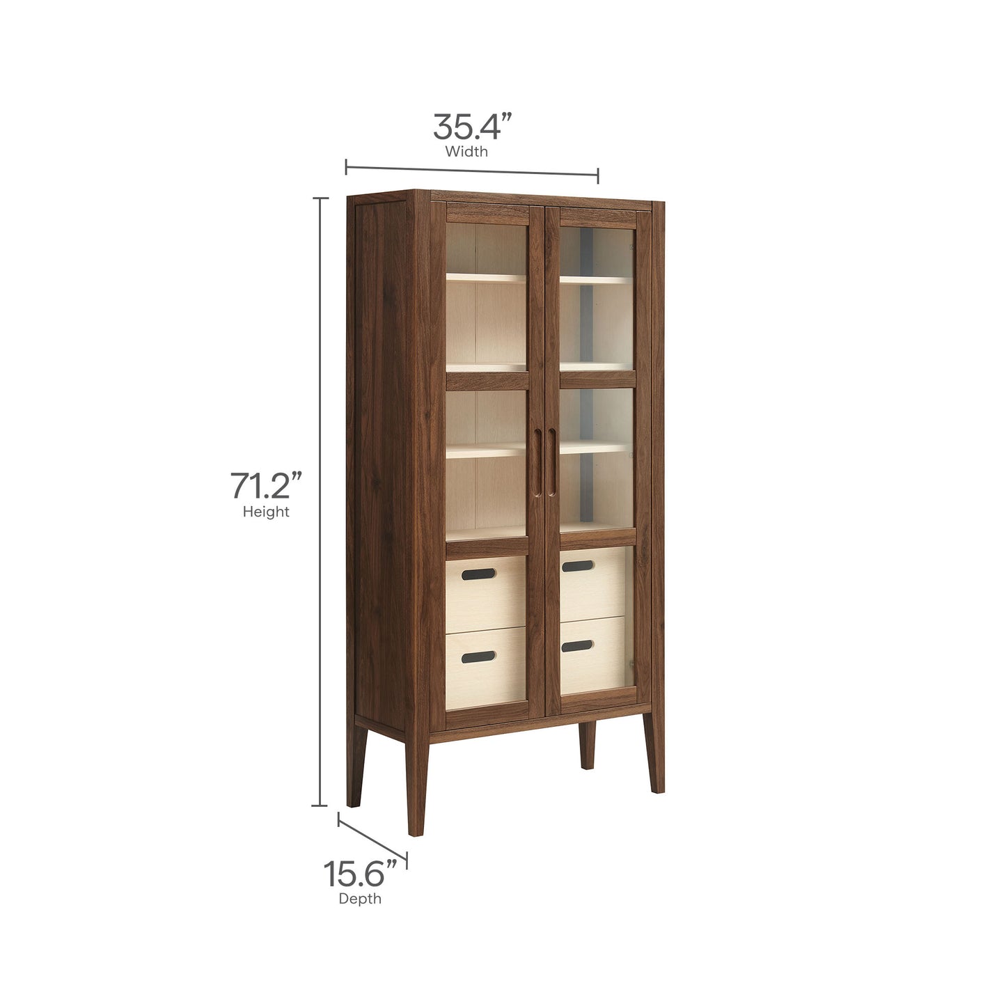 Nell 71" Glass Door Tall Display Storage Cabinet by Modway EEI-7320 FredCo