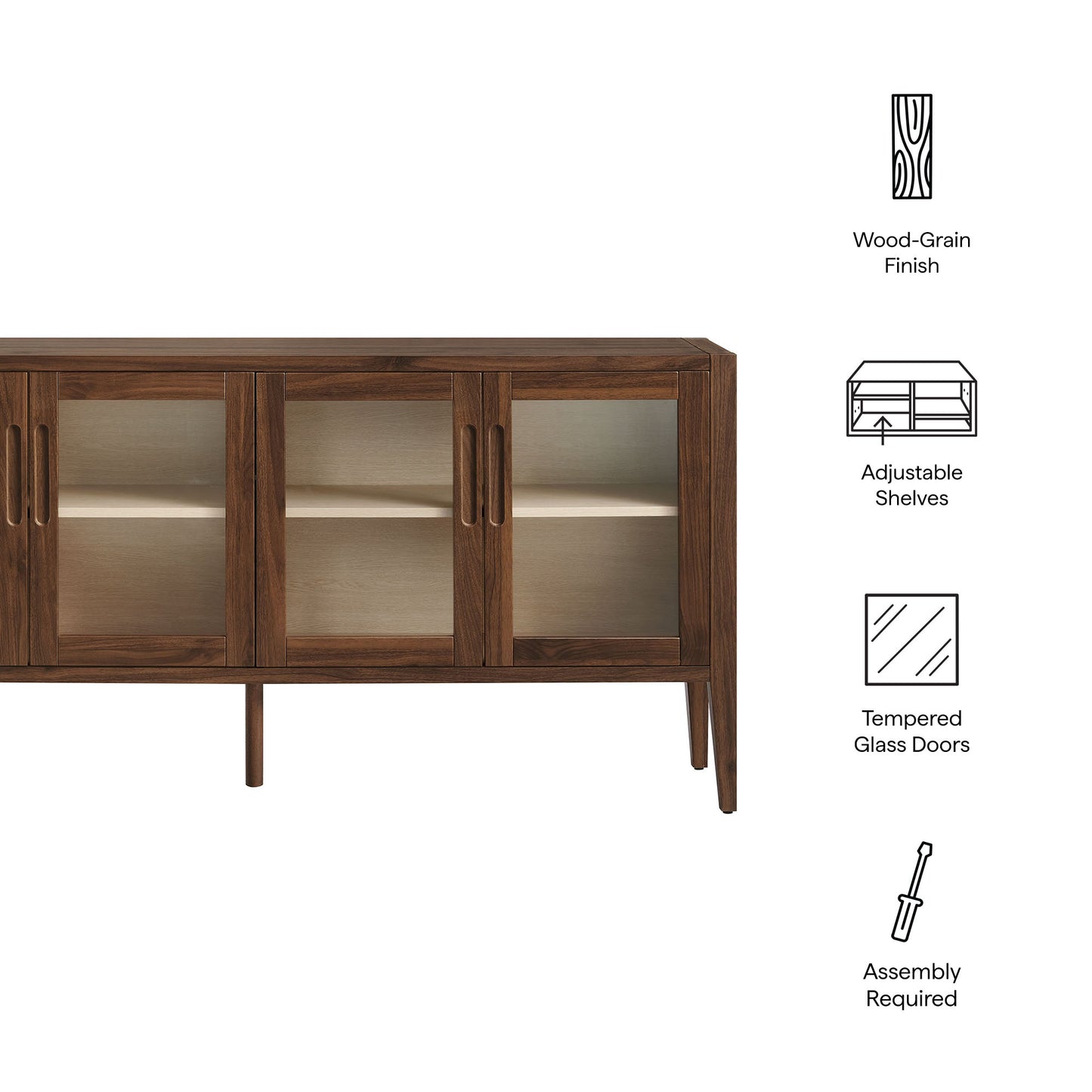 Nell 72" Glass Door Sideboard Storage Display Cabinet by Modway EEI-7319 FredCo