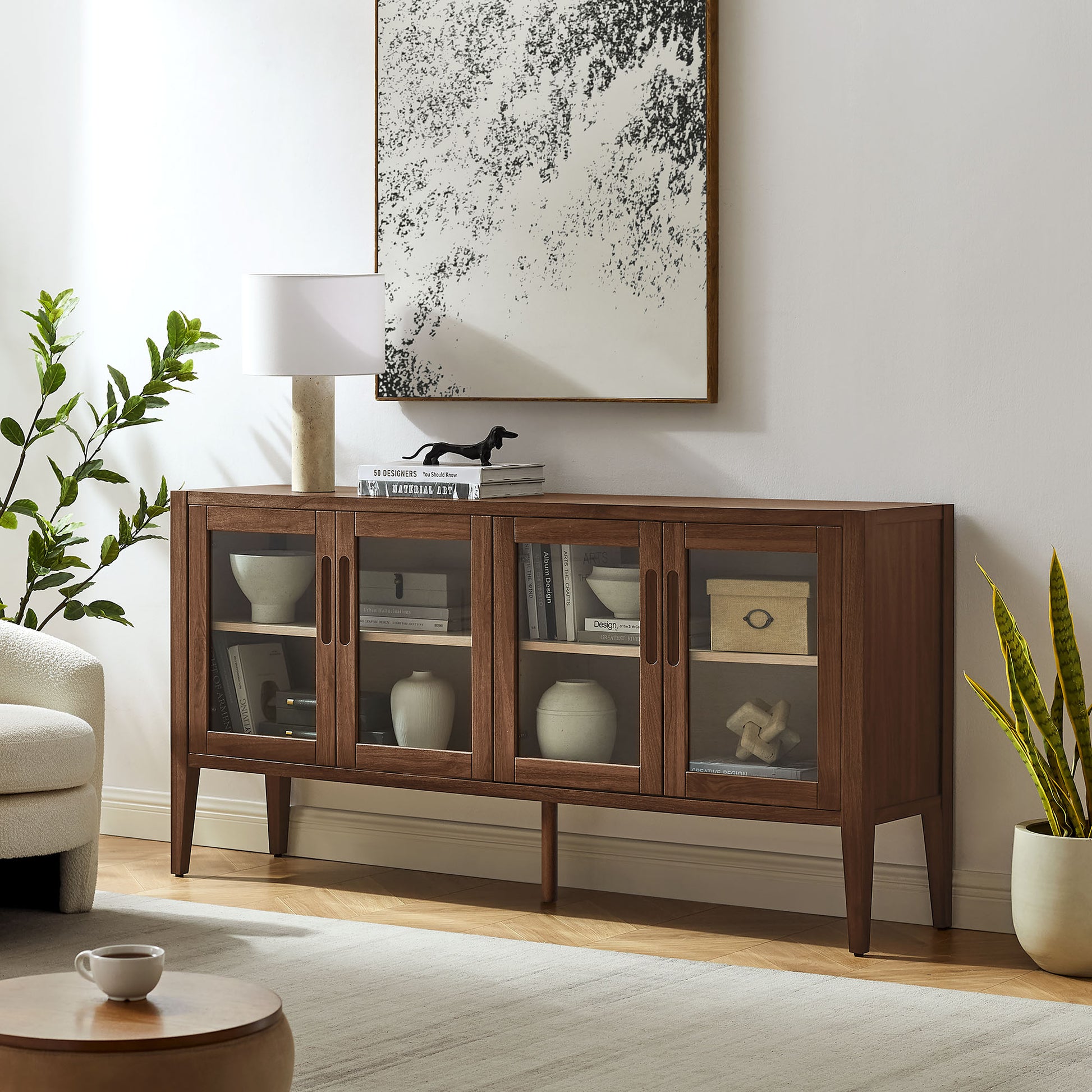 Nell 72" Glass Door Sideboard Storage Display Cabinet by Modway EEI-7319 FredCo