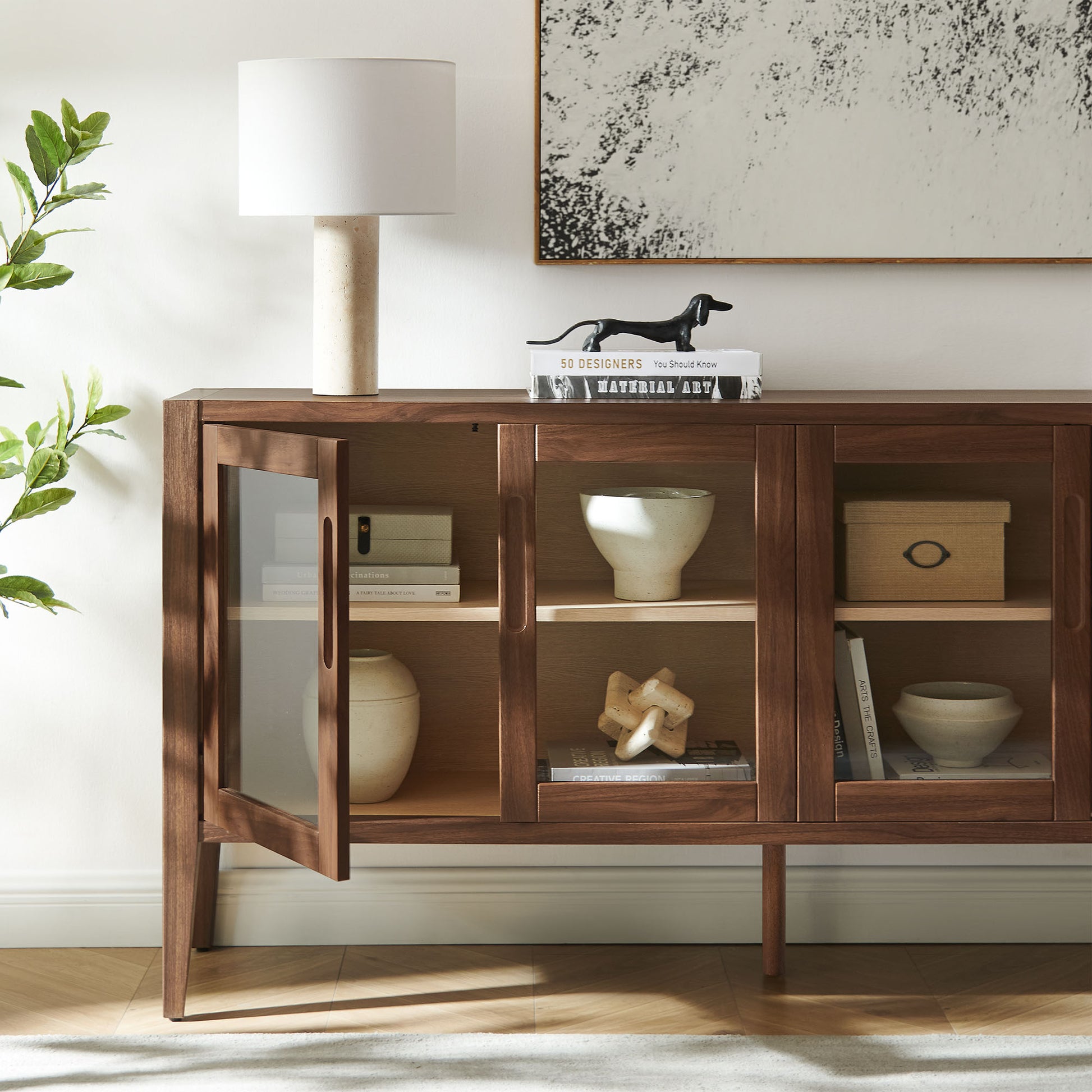 Nell 72" Glass Door Sideboard Storage Display Cabinet by Modway EEI-7319 FredCo
