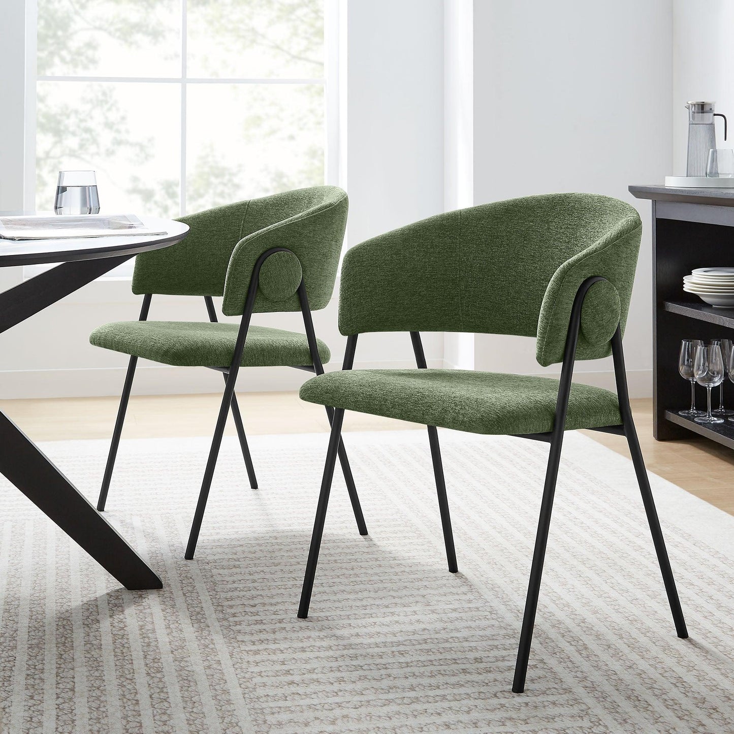 Nella Upholstered Heathered Chenille Dining Chairs Set of 2 by Modway FredCo