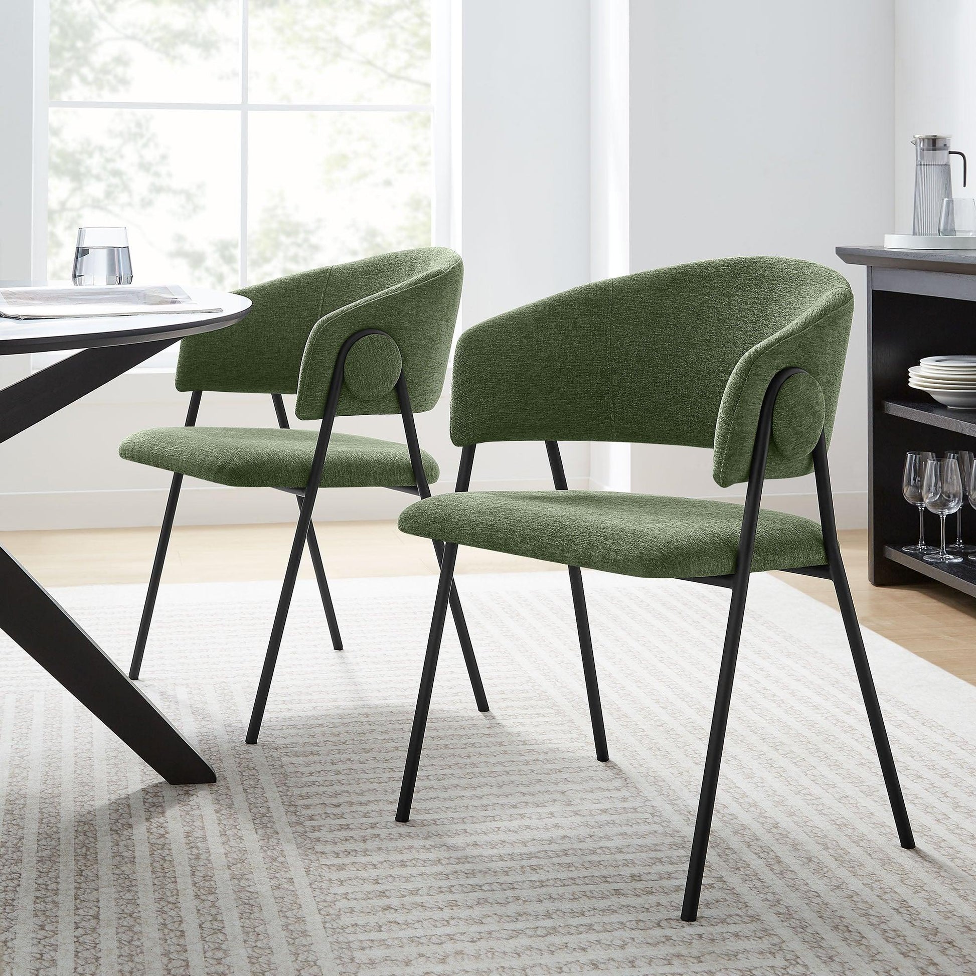 Nella Upholstered Heathered Chenille Dining Chairs Set of 2 by Modway FredCo
