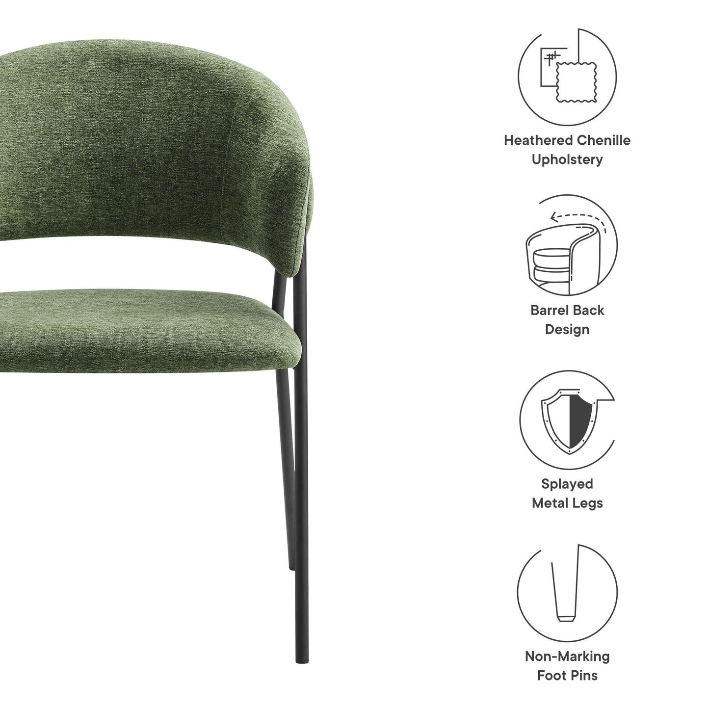 Nella Upholstered Heathered Chenille Dining Chairs Set of 2 by Modway FredCo