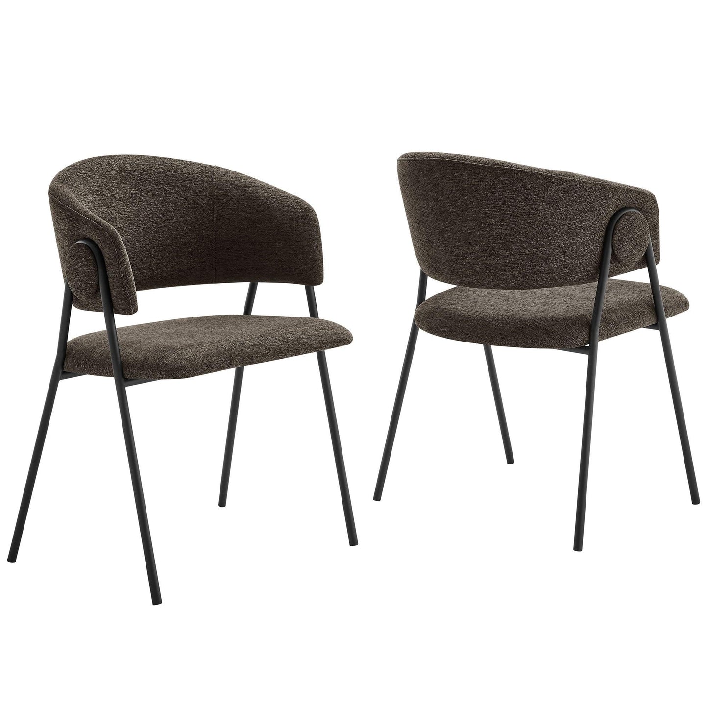 Nella Upholstered Heathered Chenille Dining Chairs Set of 2 by Modway FredCo