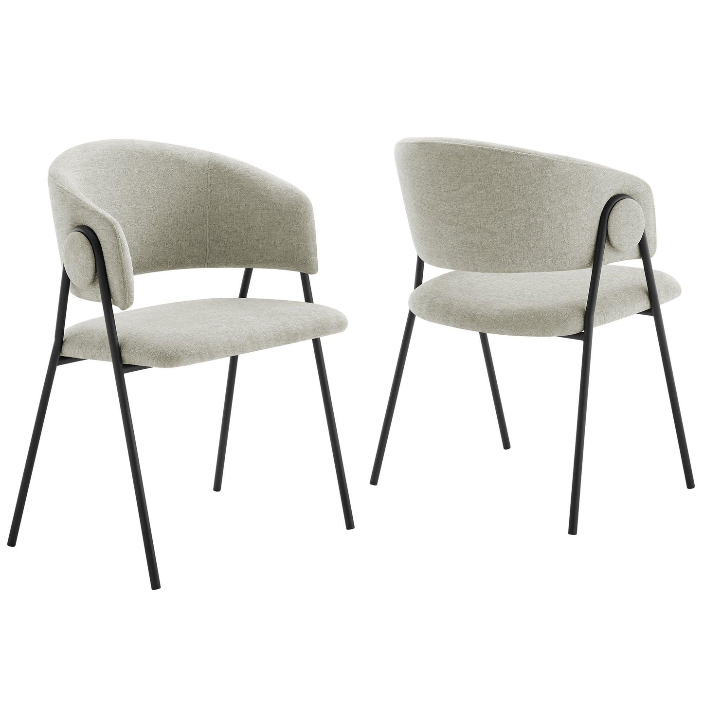 Nella Upholstered Heathered Chenille Dining Chairs Set of 2 by Modway FredCo