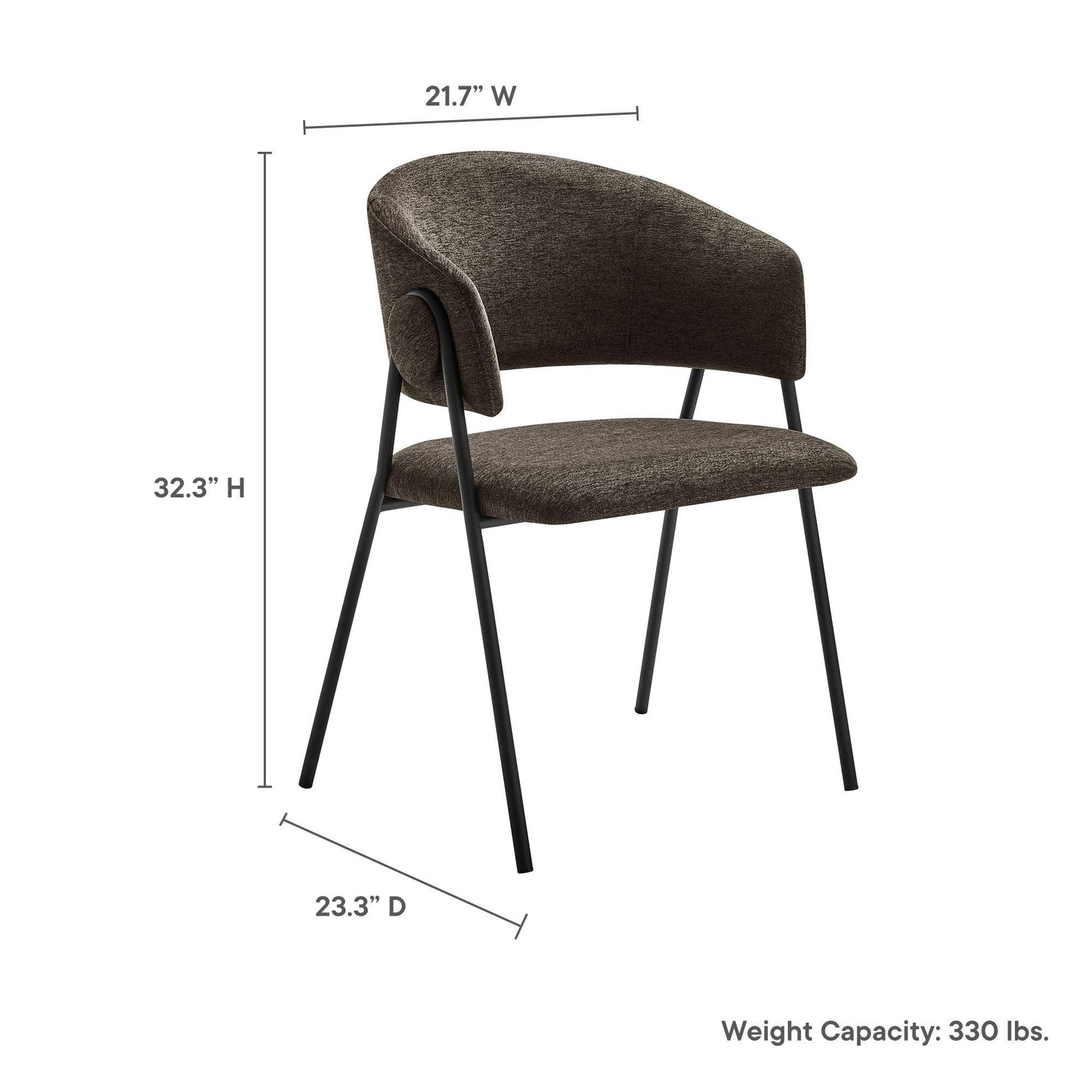 Nella Upholstered Heathered Chenille Dining Chairs Set of 2 by Modway FredCo