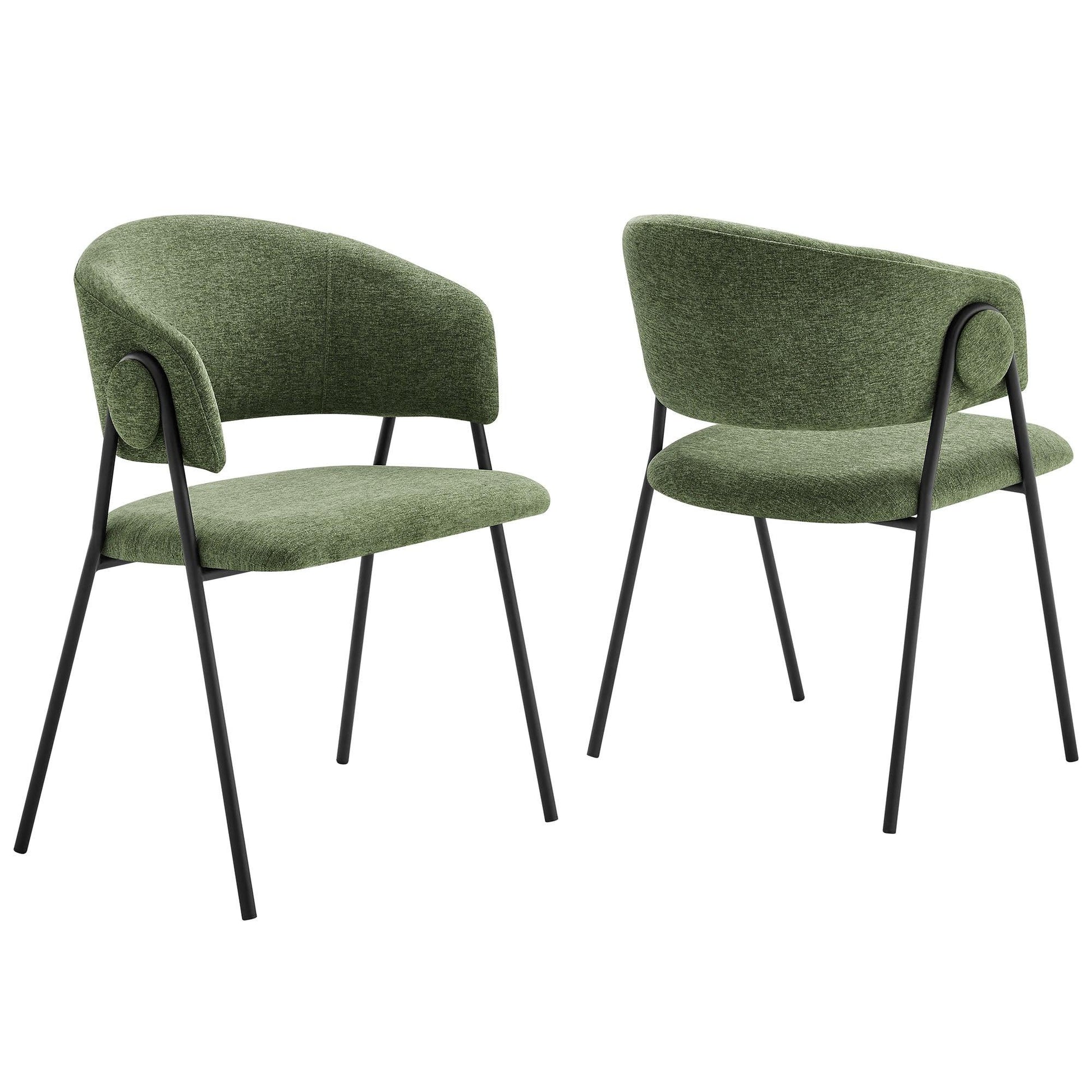 Nella Upholstered Heathered Chenille Dining Chairs Set of 2 by Modway FredCo
