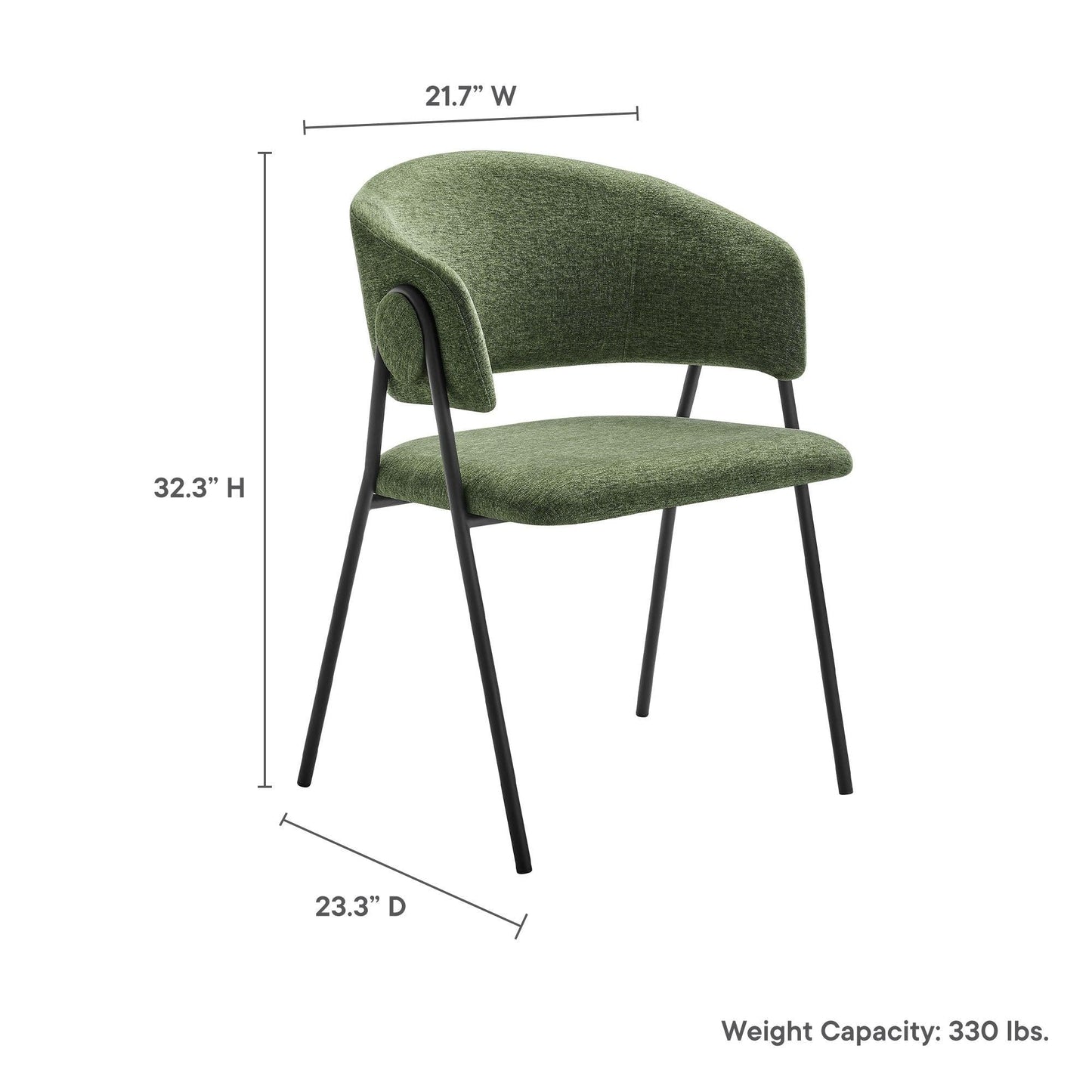 Nella Upholstered Heathered Chenille Dining Chairs Set of 2 by Modway FredCo