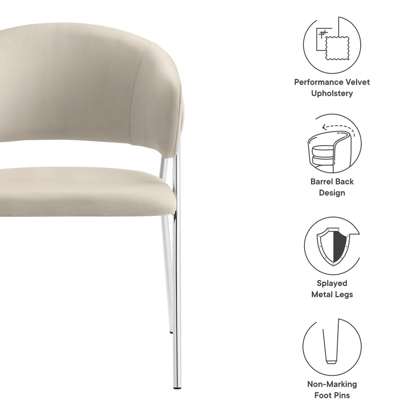 Nella Upholstered Performance Velvet Dining Chair Set of 2 by Modway FredCo