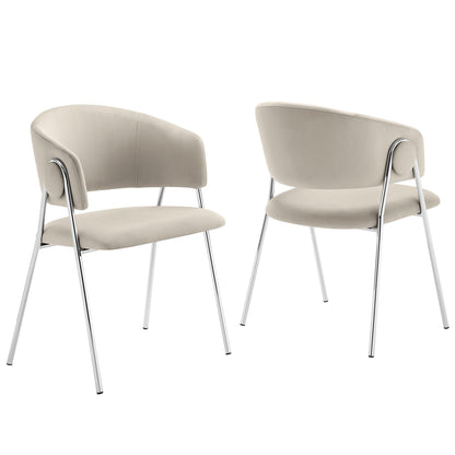 Nella Upholstered Performance Velvet Dining Chair Set of 2 by Modway FredCo