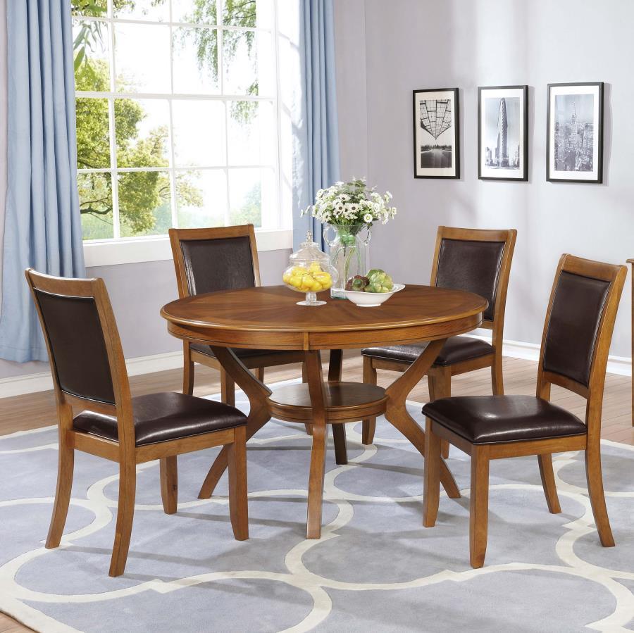 Nelms 5-piece Round Dining Room Set Brown 102171-S5 Coaster FredCo