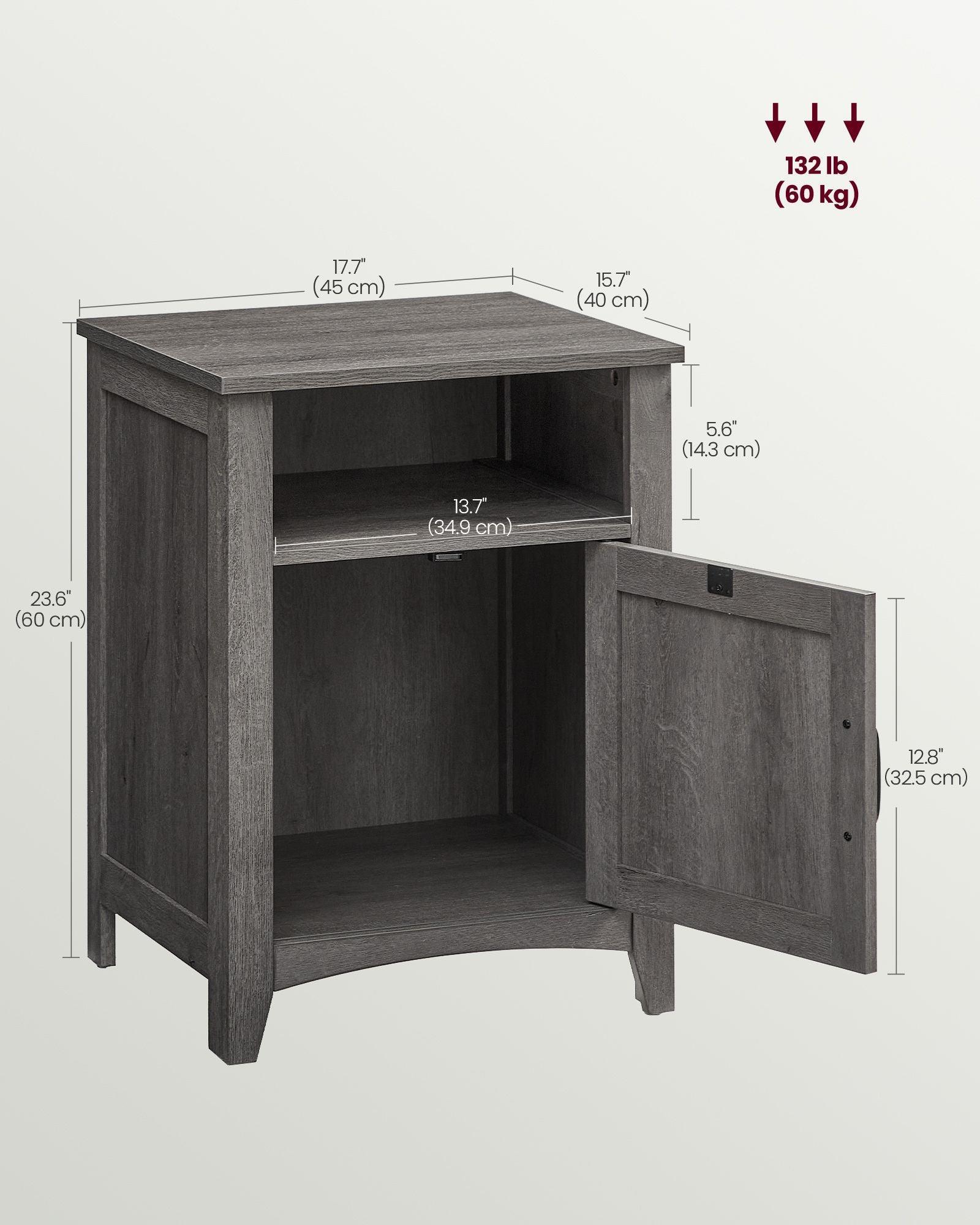 Nightstand with Cabinet and Compartment Misty Gray FredCo