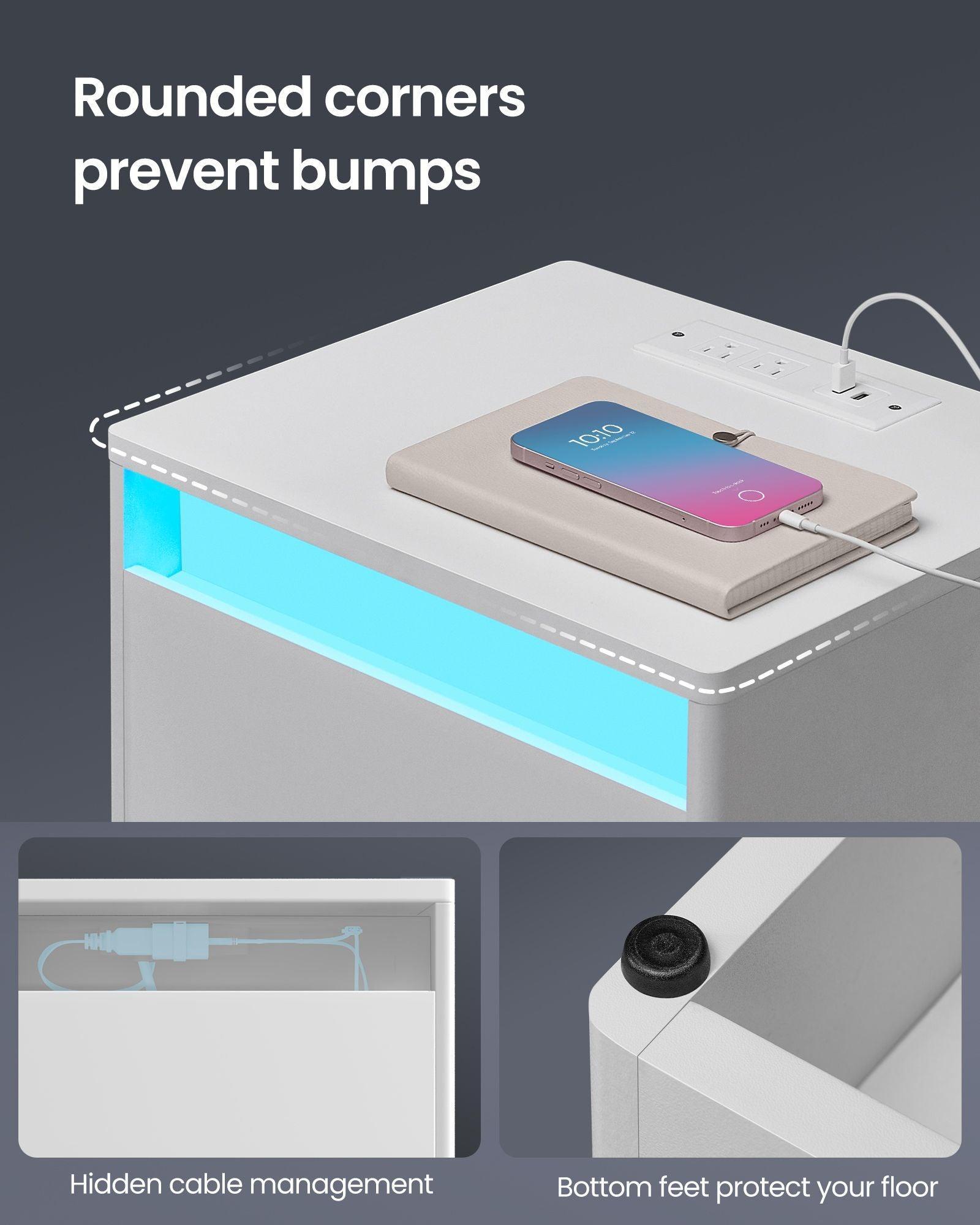 Nightstand with Charging Station & LED FredCo